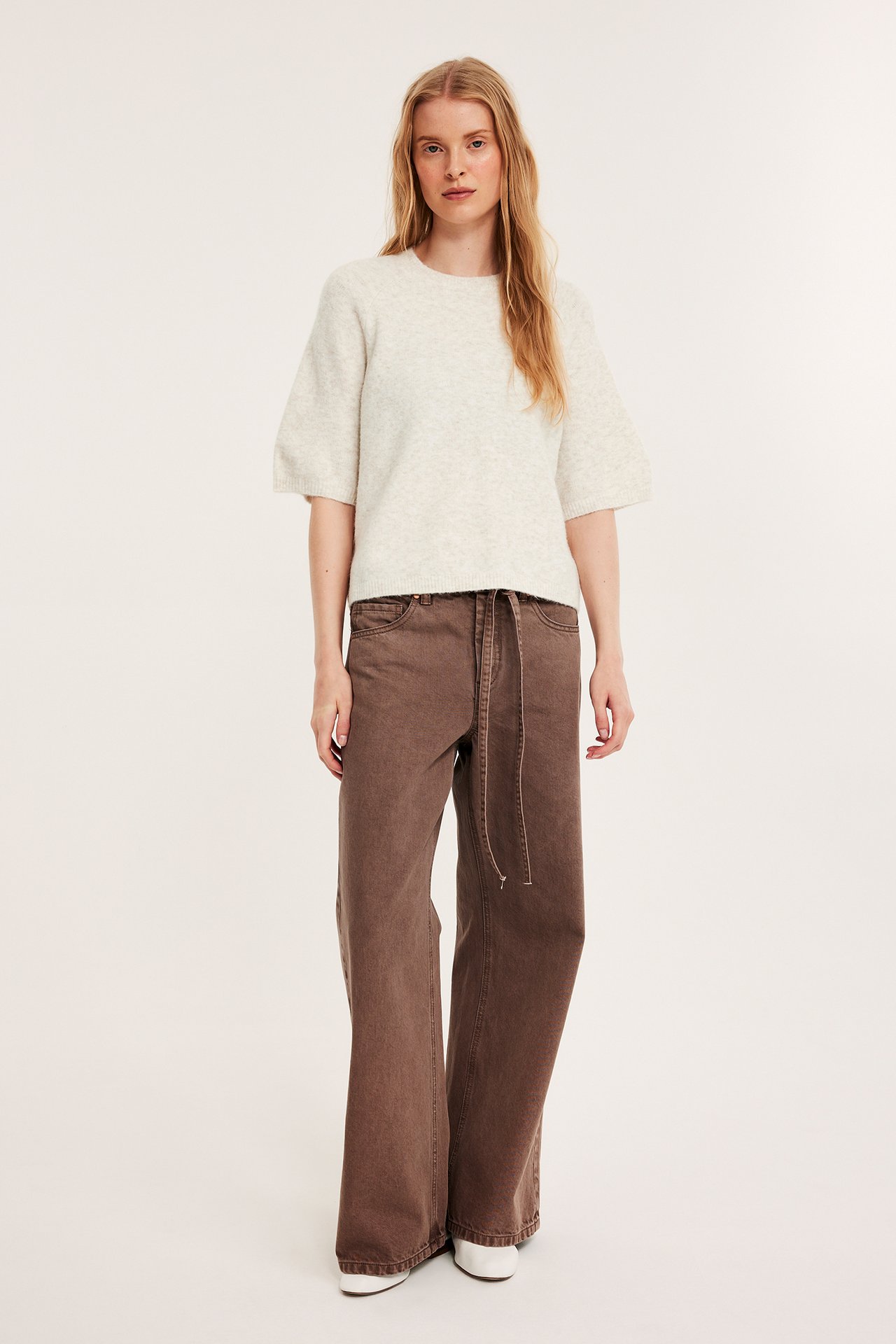 T-shirt oversize, z dzianiny