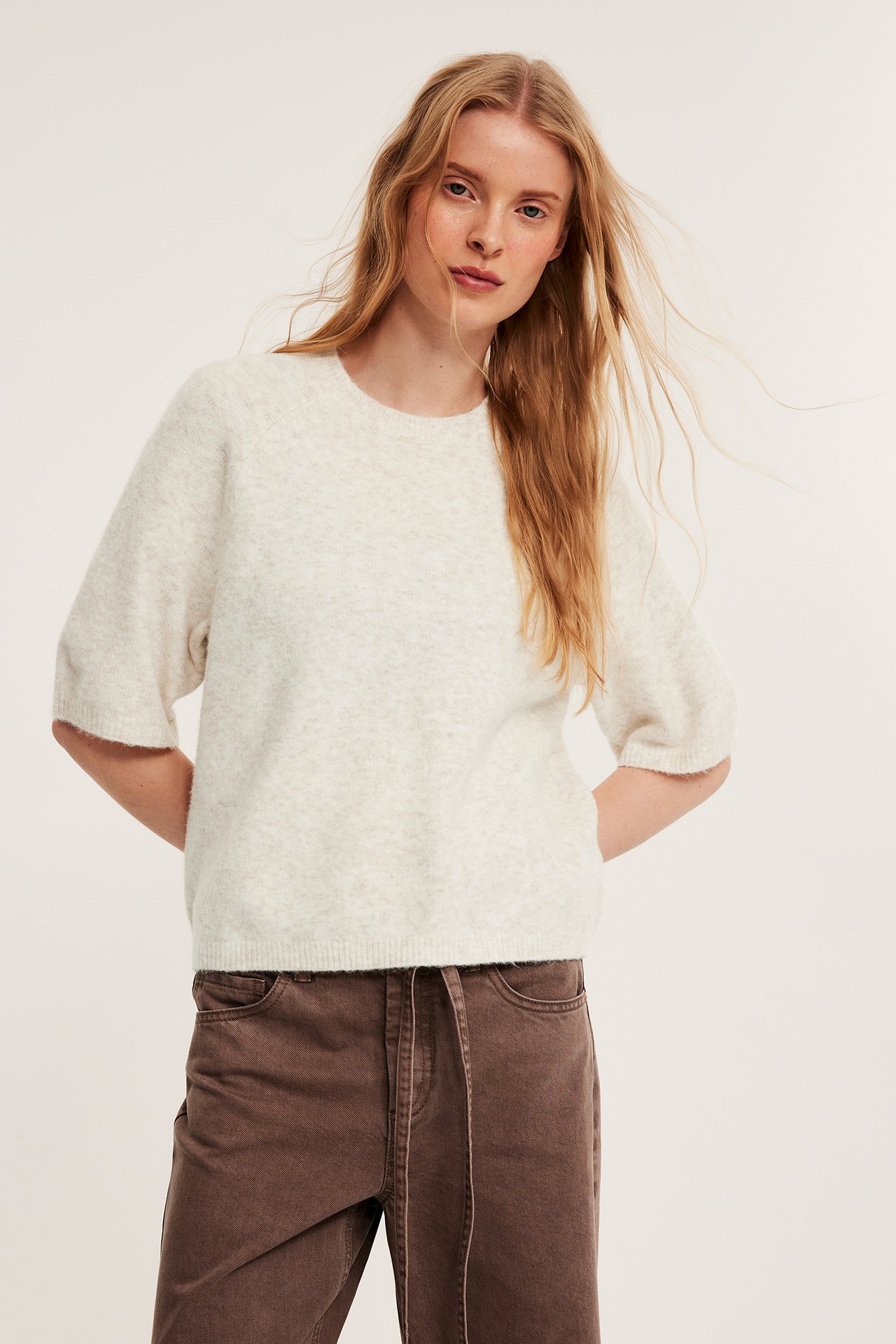 Oversized strikket t-skjorte