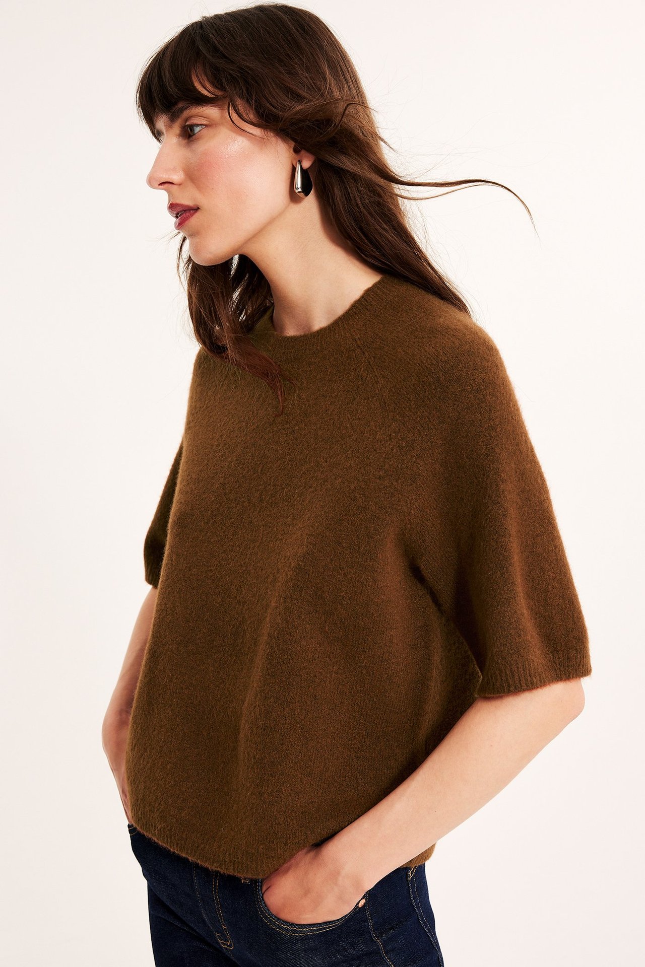 Oversized strikket t-skjorte