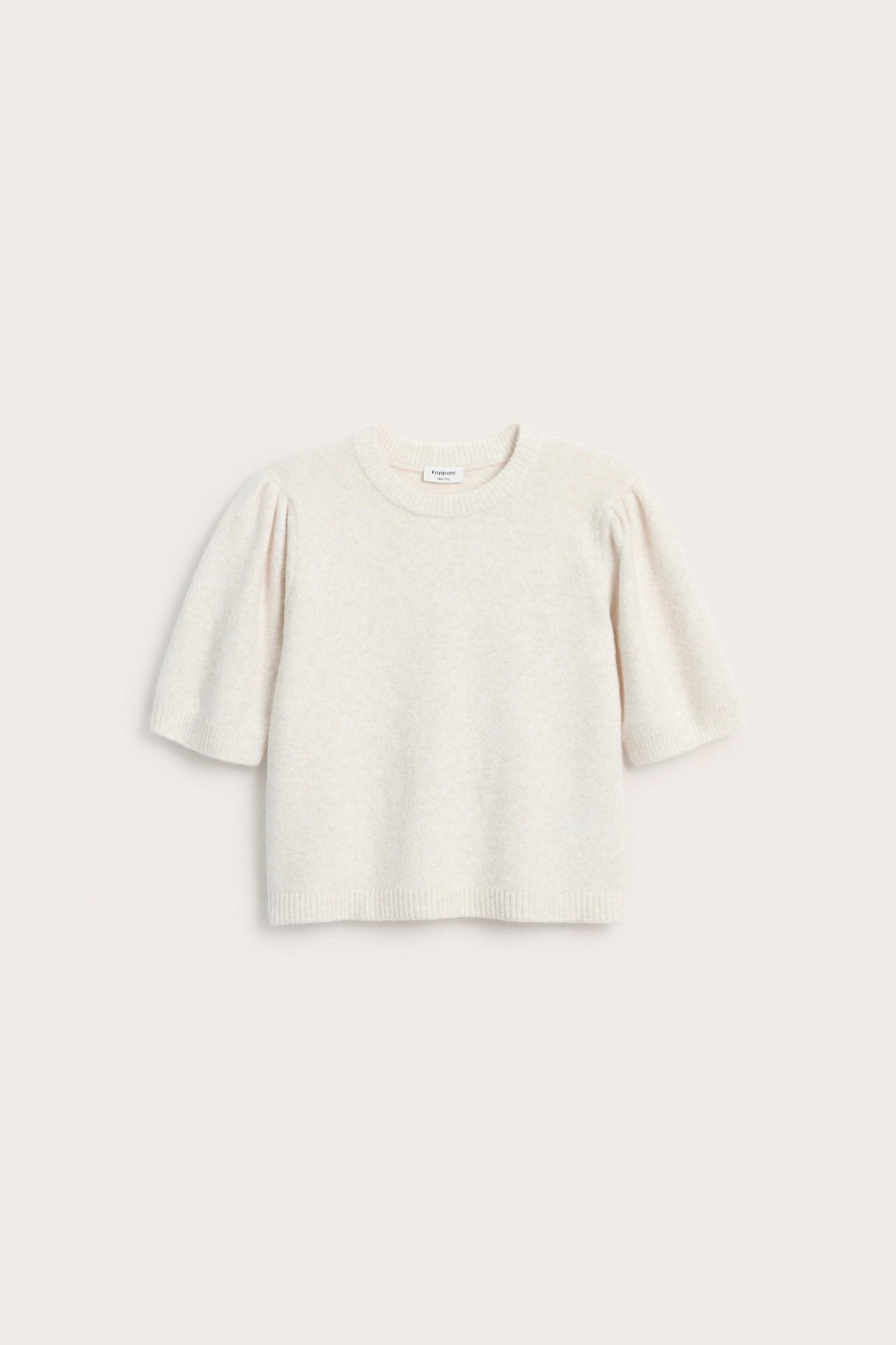 Stickad t-shirt med puffärm