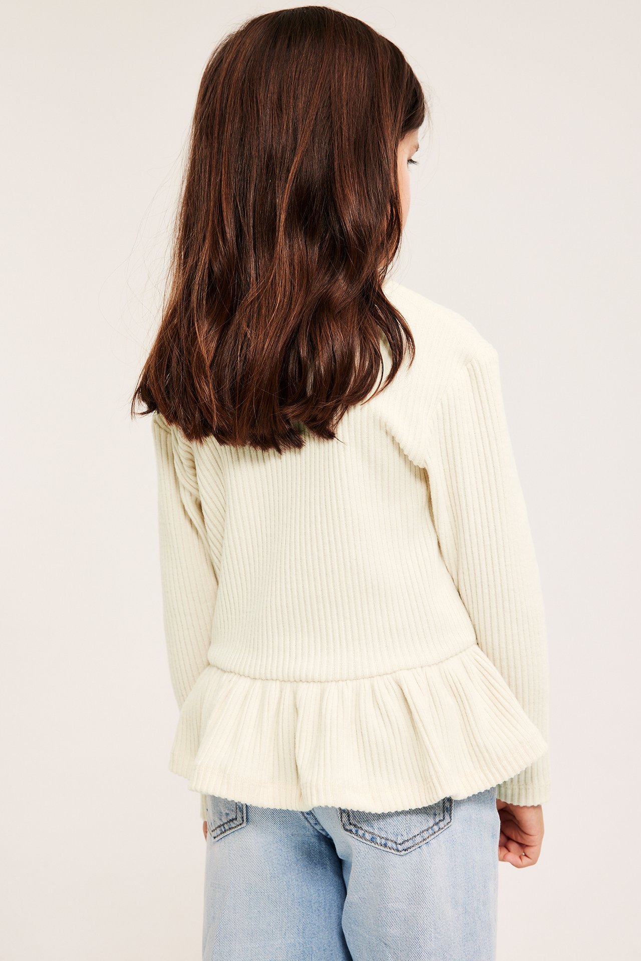 Langermet peplumtopp - Lys beige - 5