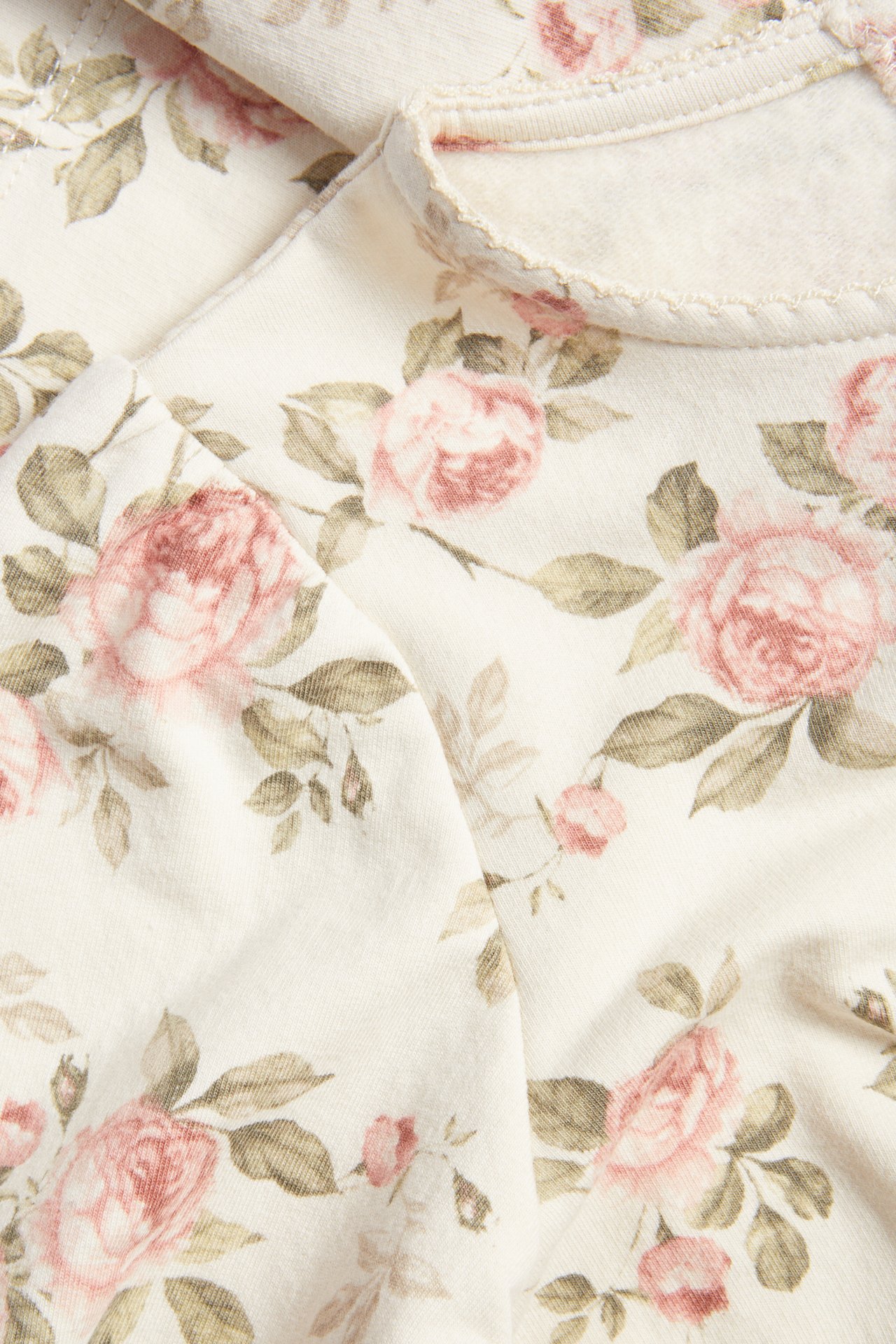Blomstrete jerseykjole - Lys beige - 1