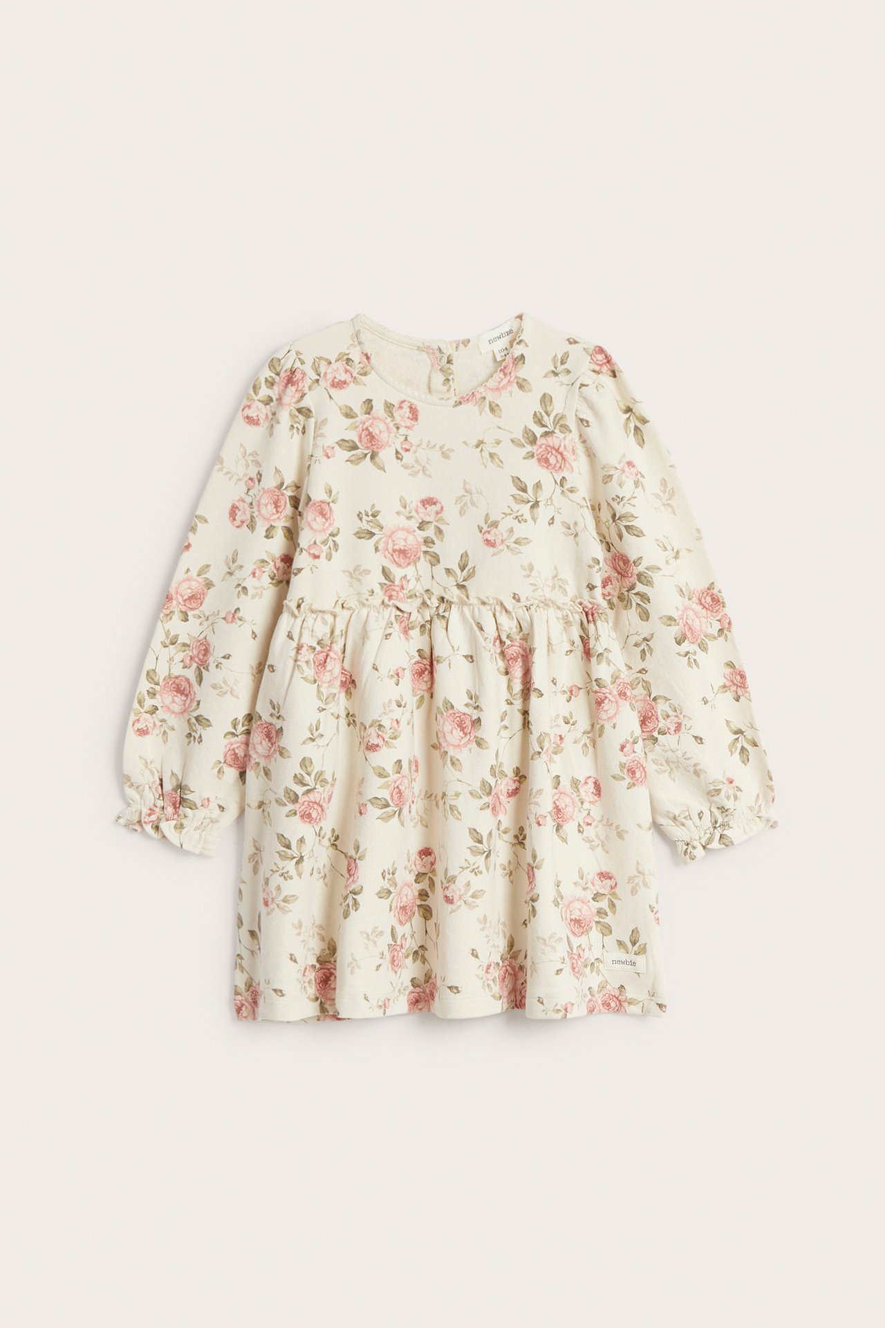 Blomstrete jerseykjole - Lys beige - 2