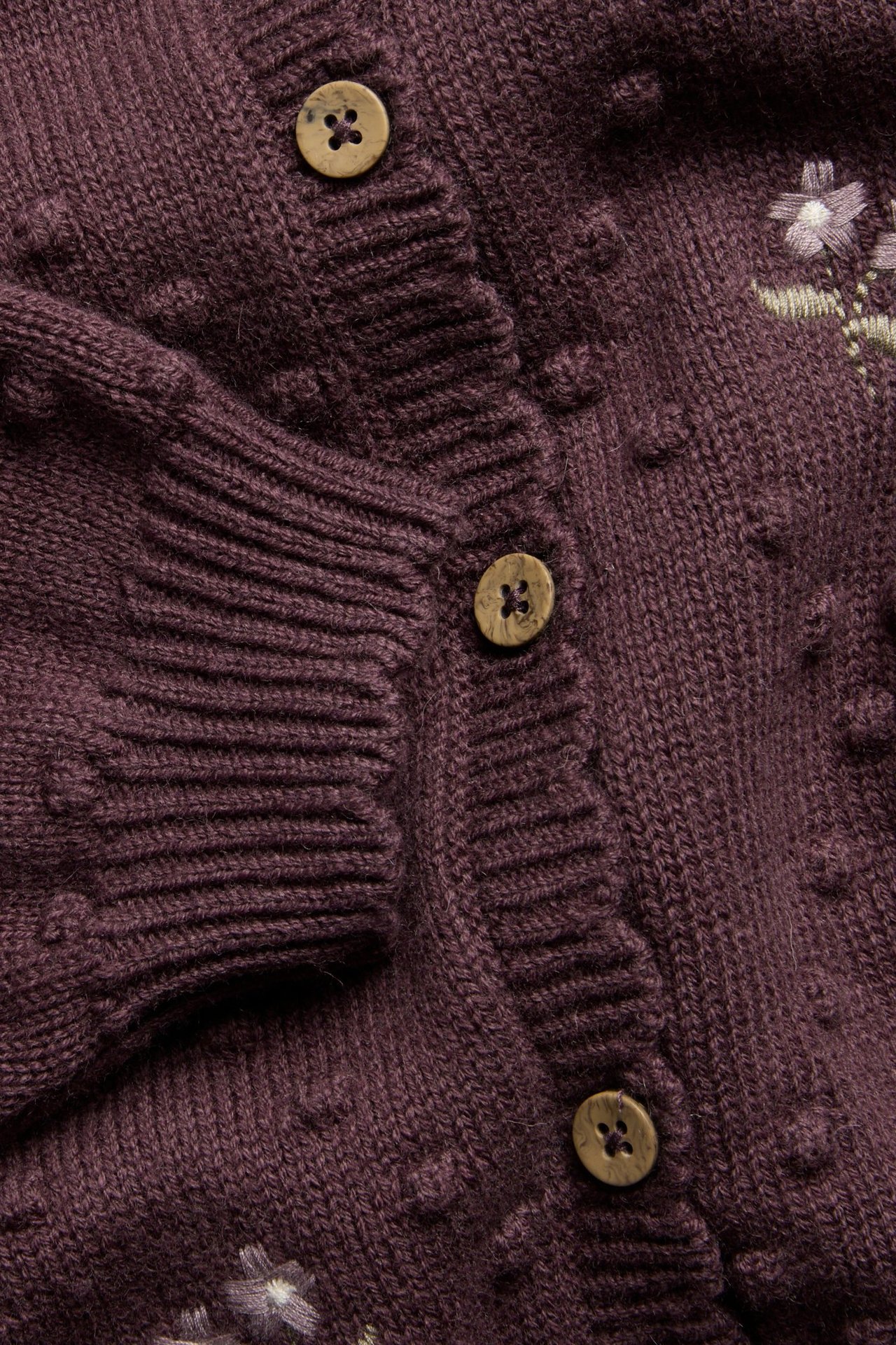 Blomstrete cardigan i ullblanding