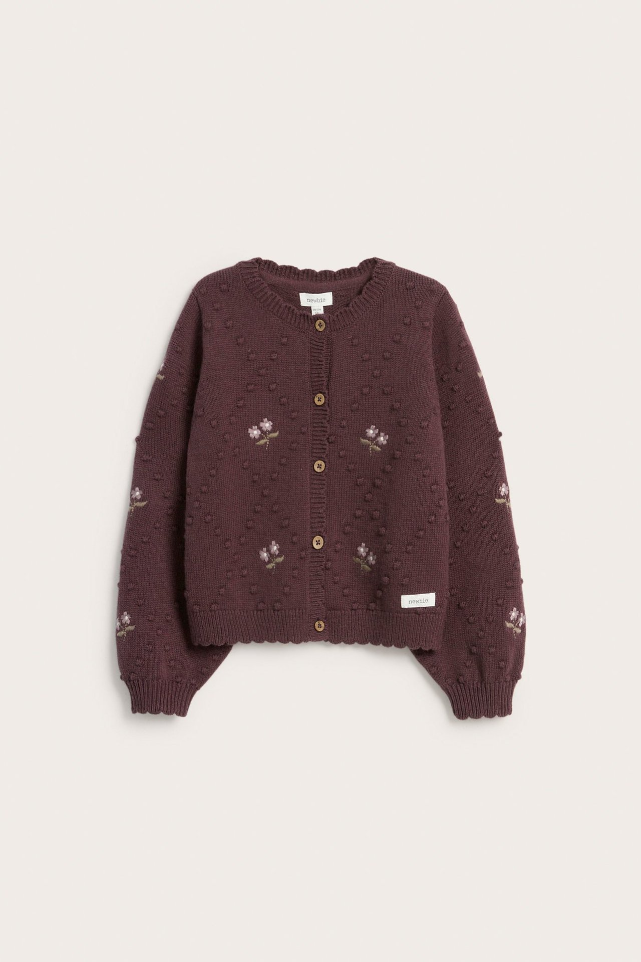 Blomstrete cardigan i ullblanding