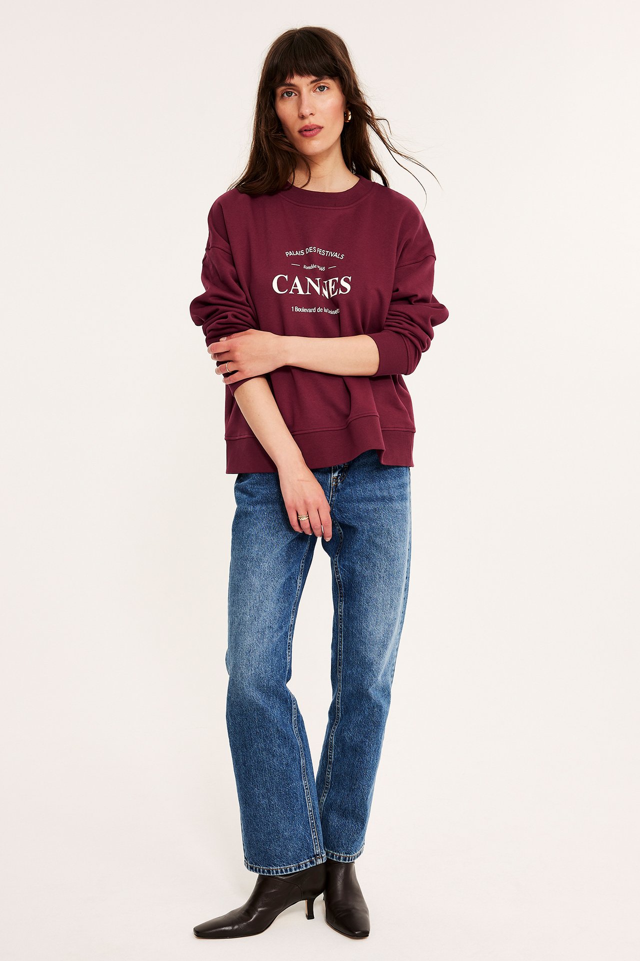 Sweatshirt - Vinrød - 4