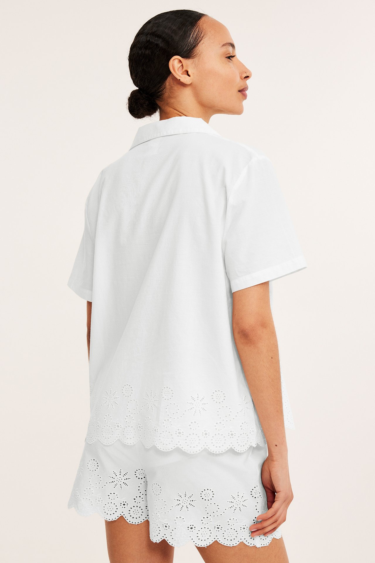Pyjamas med brodering - Offwhite - 6
