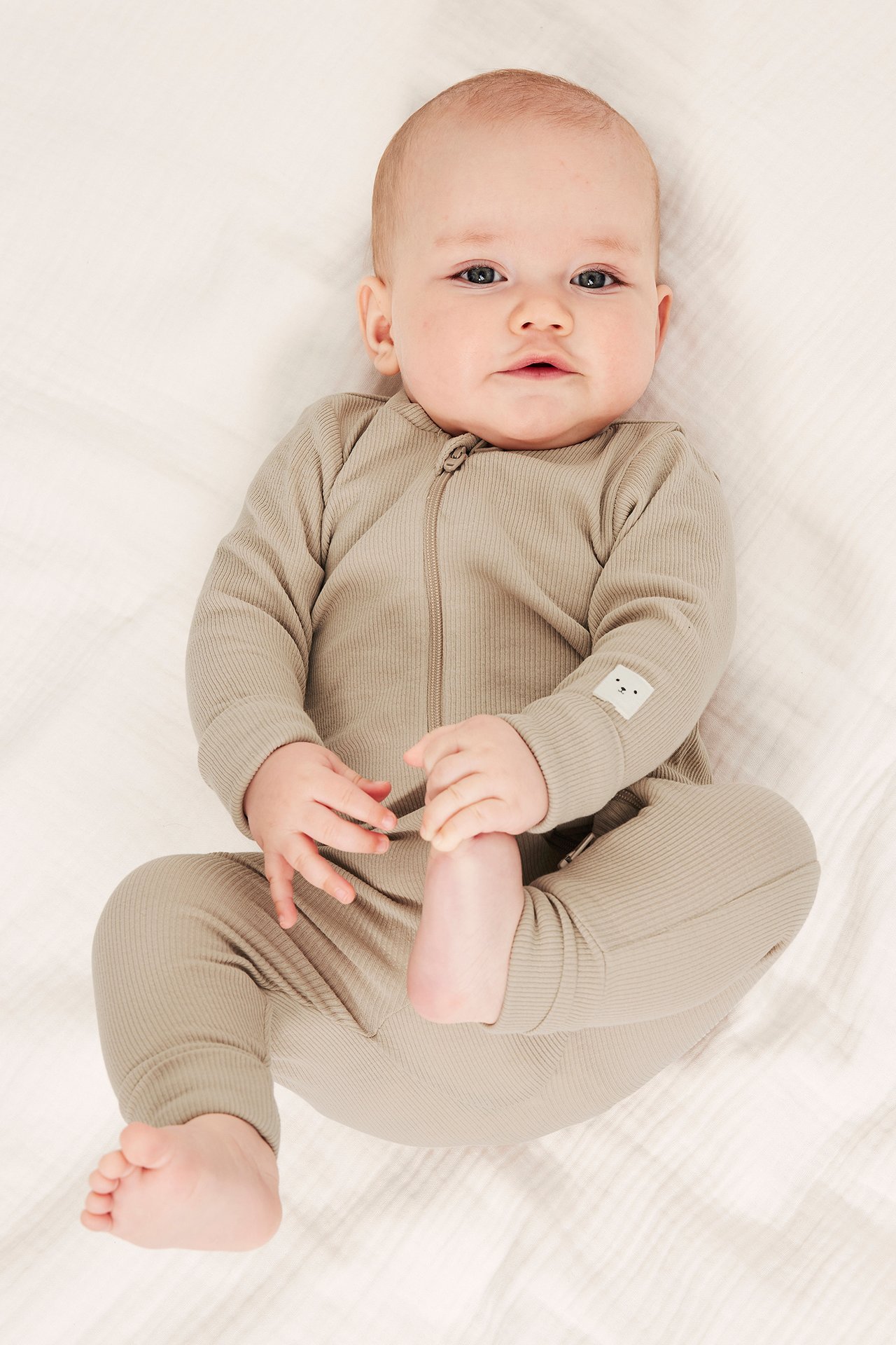 Ribattu jumpsuit - Beige - 4