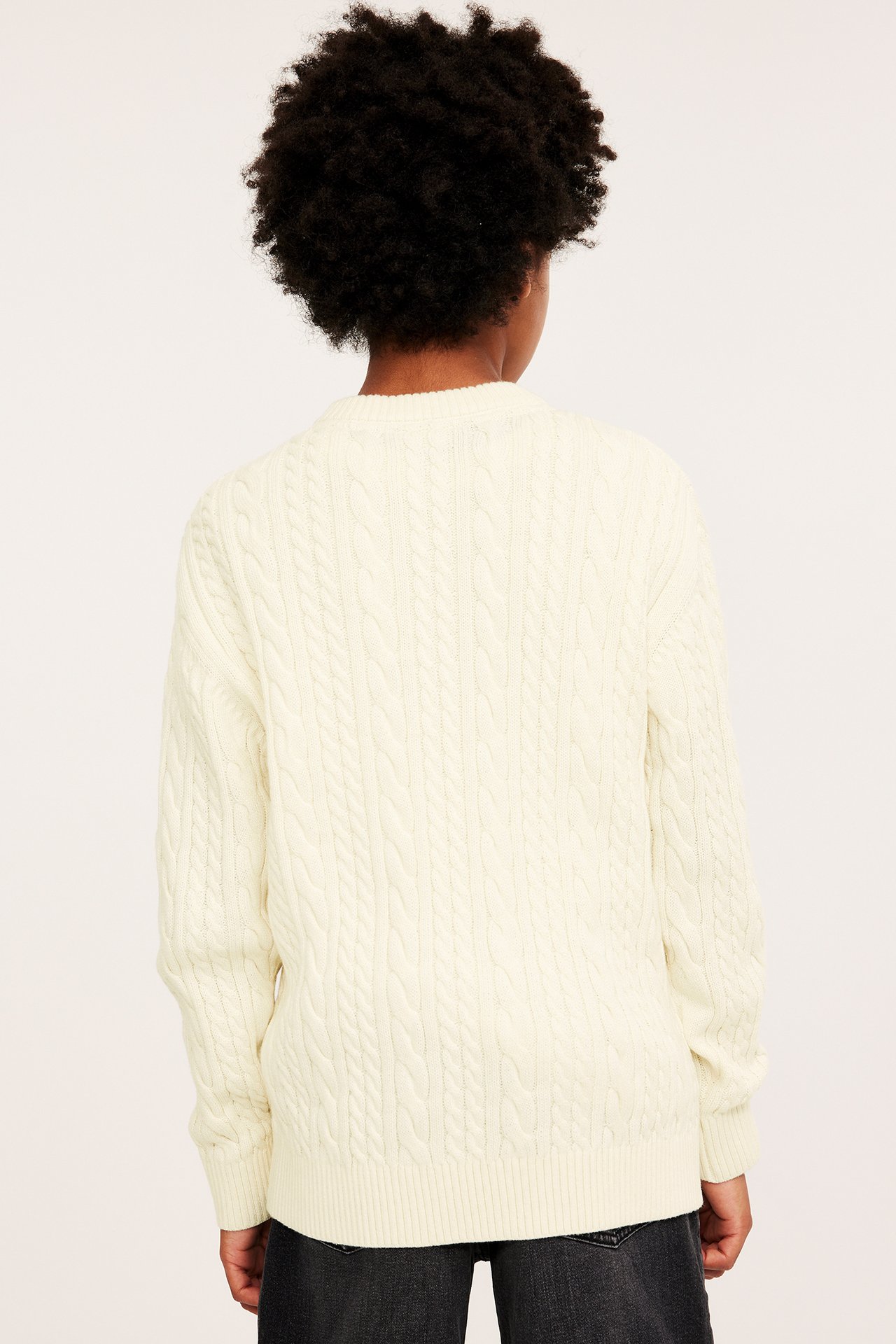 Kabelstickad tröja - Offwhite - 7