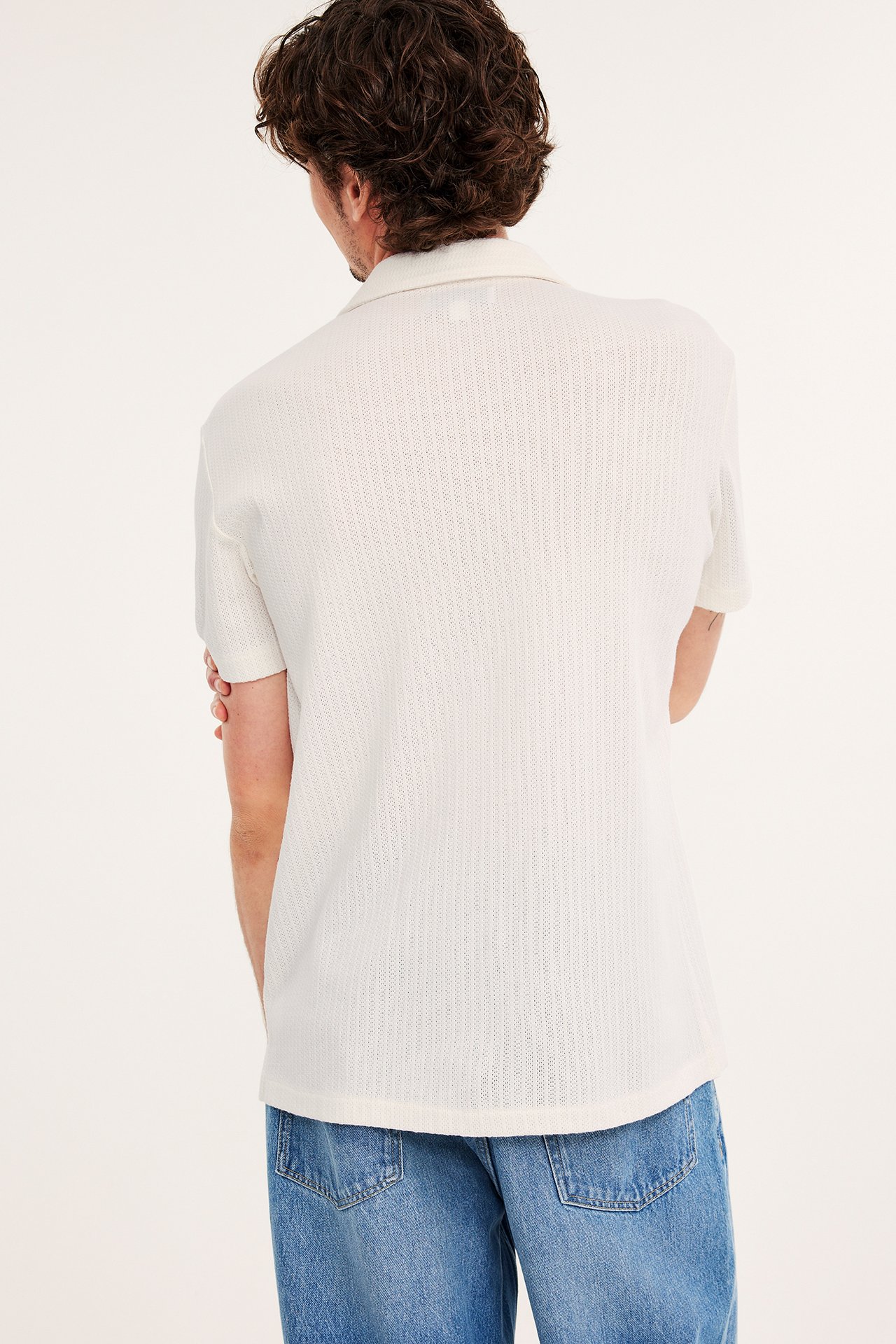 Resortskjorta med struktur - Offwhite - 185cm / Storlek: M - 5