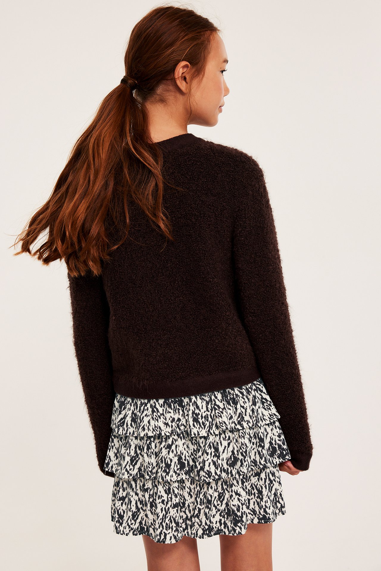 Mønstret volangskjørt - Beige - 5