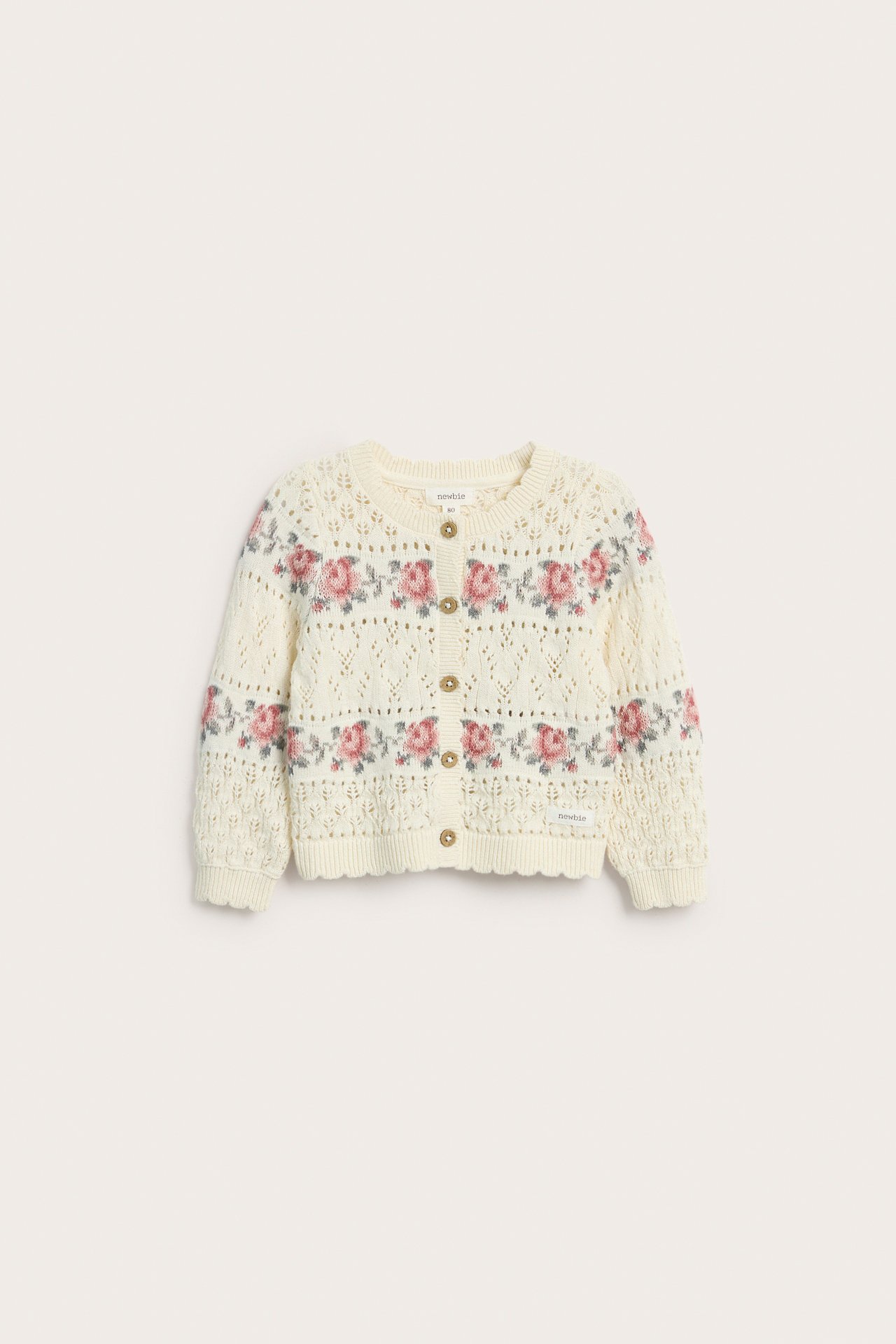 Jacquardstickad kofta - Offwhite - 2