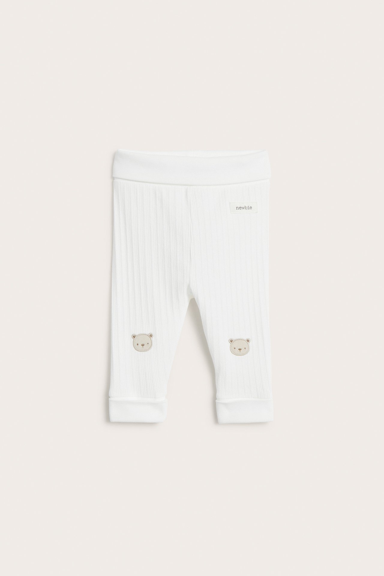 Trikåleggings med nallar - Offwhite - 2
