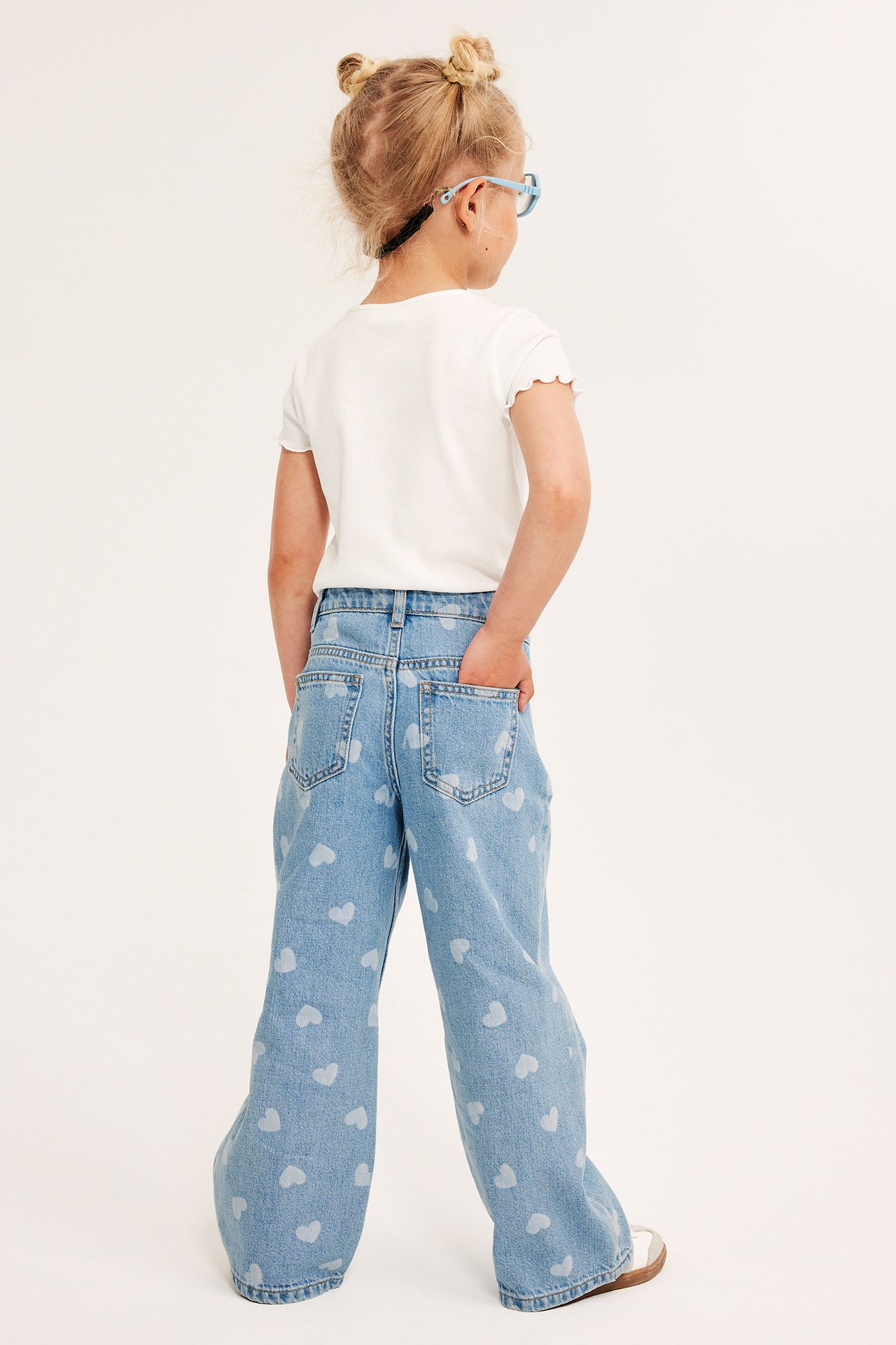Dżinsy wide mid waist - Jasny dżins - 7