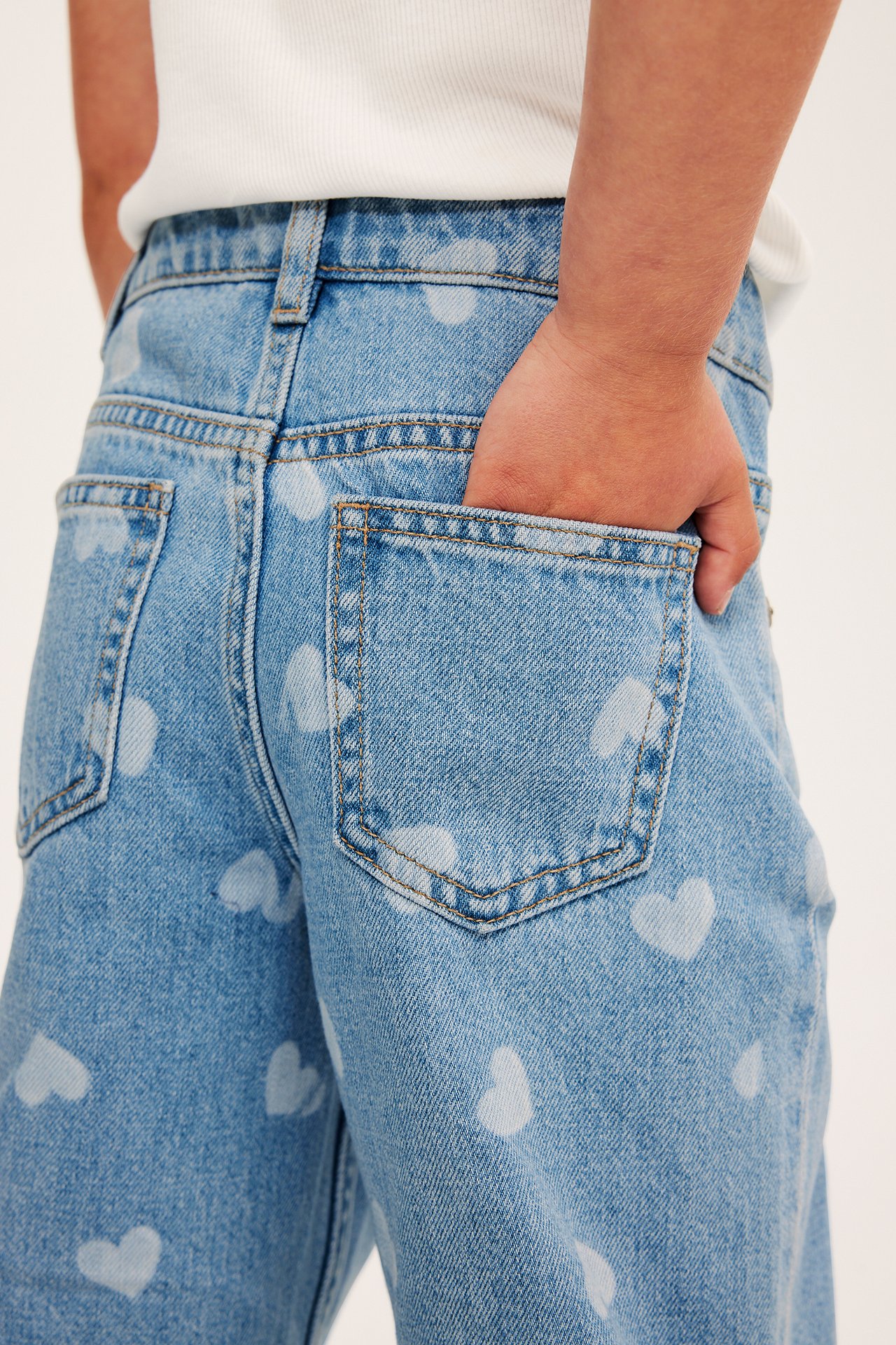 Dżinsy wide mid waist - Jasny dżins - 5