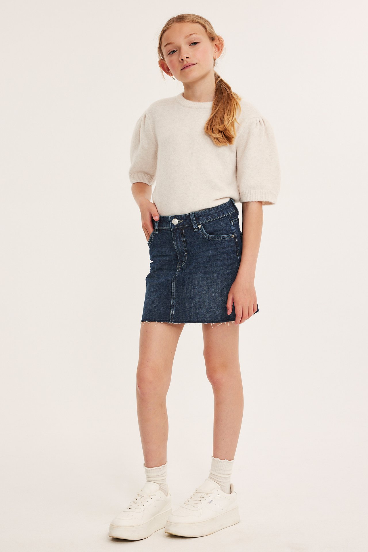 Kort jeanskjol - Denim - 4