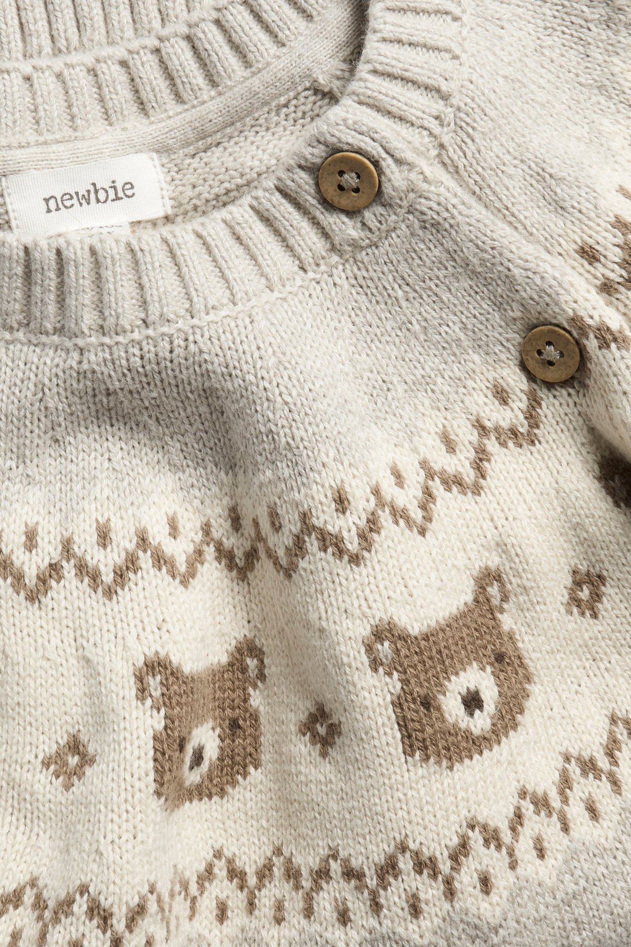 Jacquardstickad tröja - Melerad beige - 2