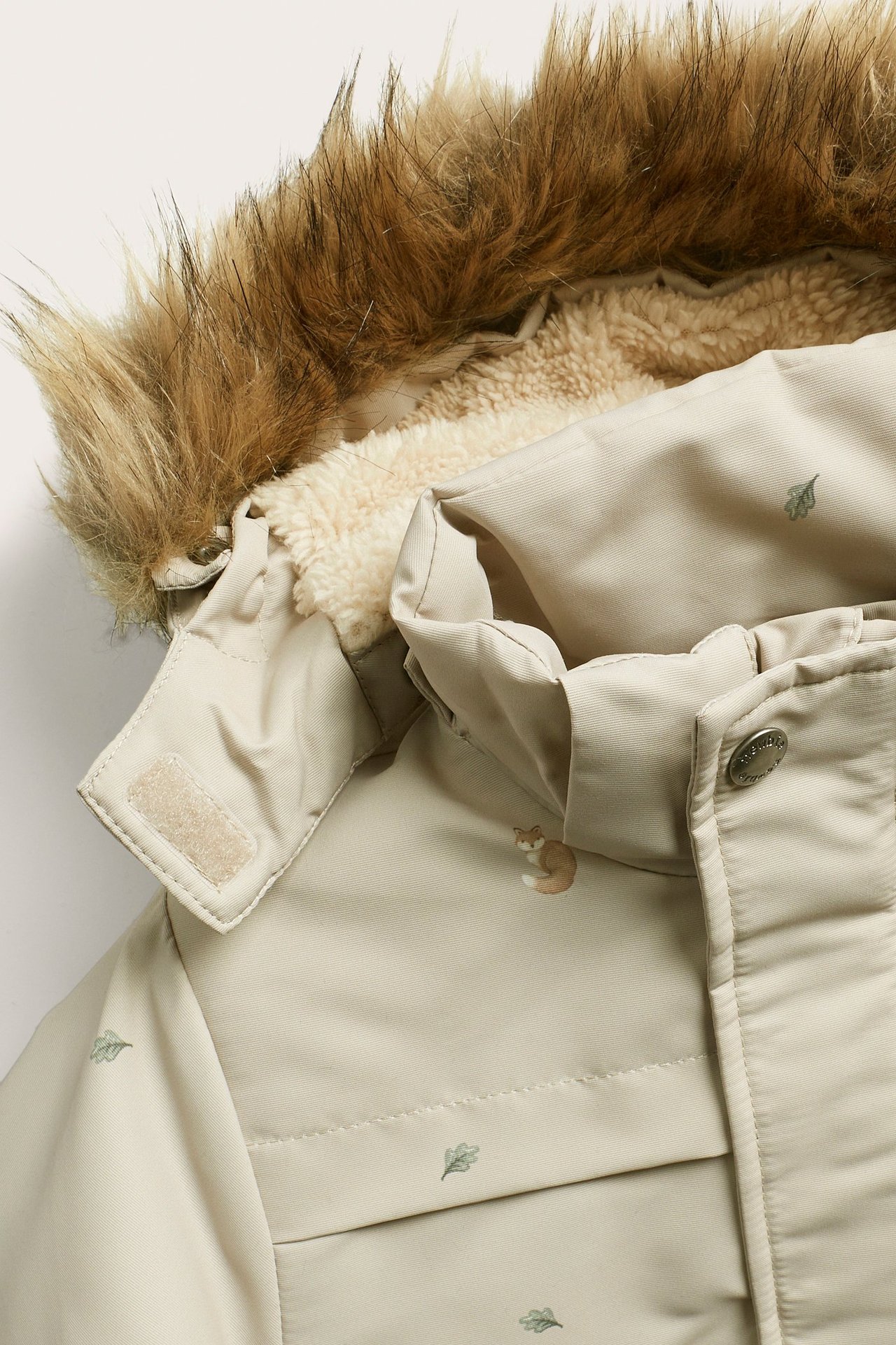 Vadderad jacka med rävar - Beige - 4
