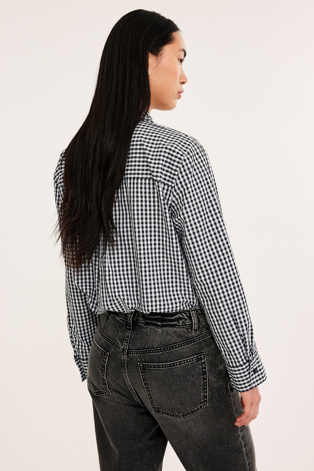 Gingham-ruudullinen paita - Musta - 7