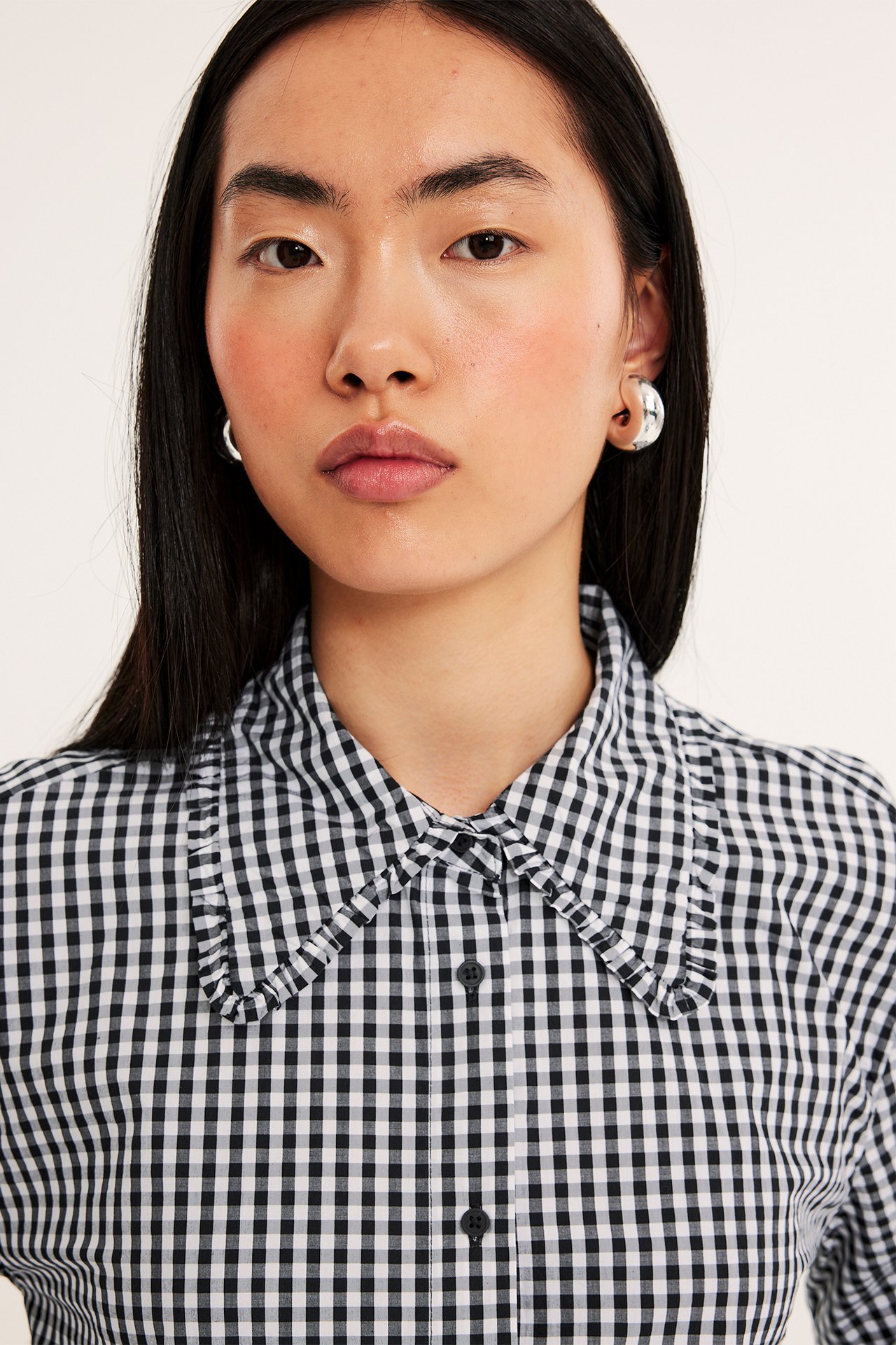 Gingham-ruudullinen paita - Musta - 5