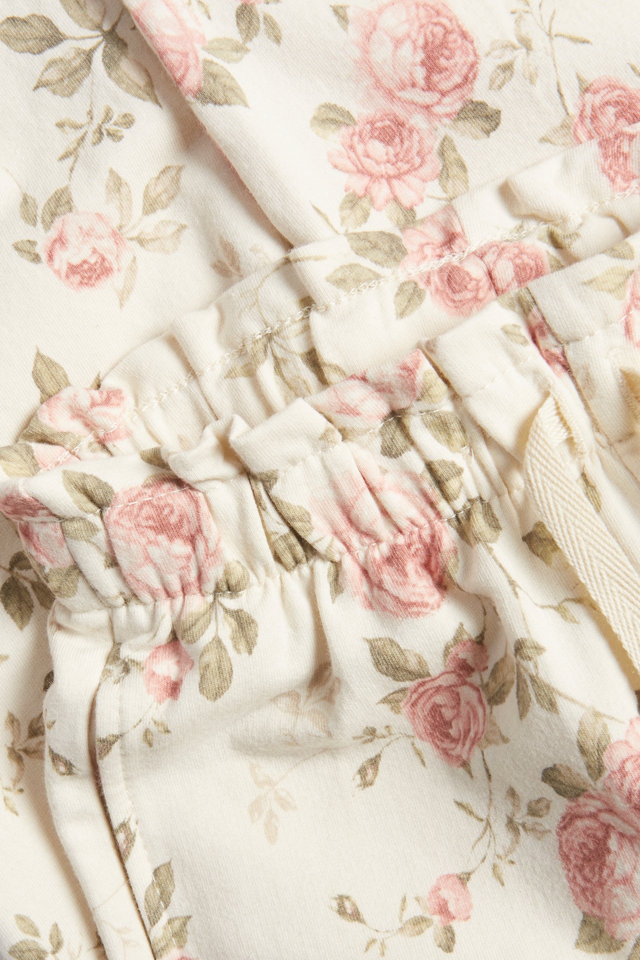 Byxor med blomprint - Ljusbeige - 1