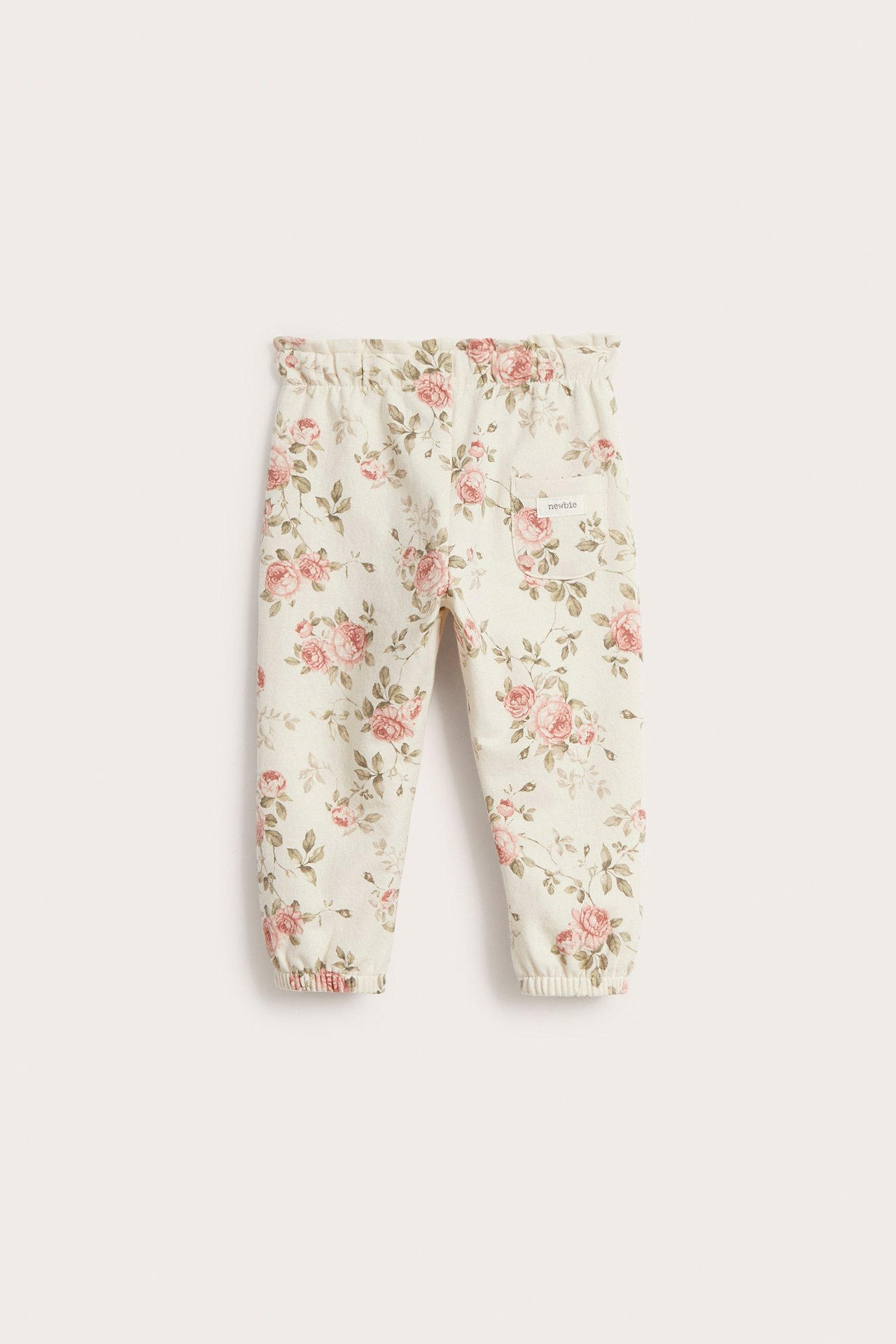Blommiga joggingbyxor - Ljusbeige - 3