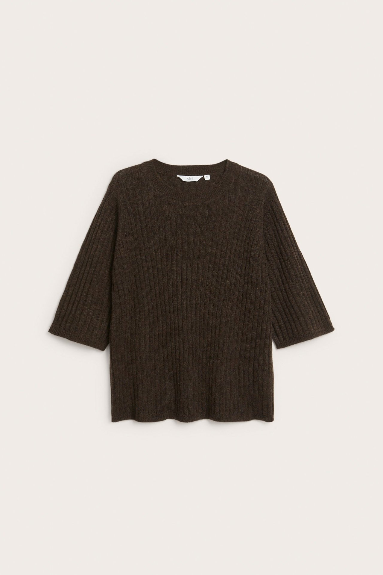 Sweter z prążkowanej dzianiny, z krótkimi rękawami