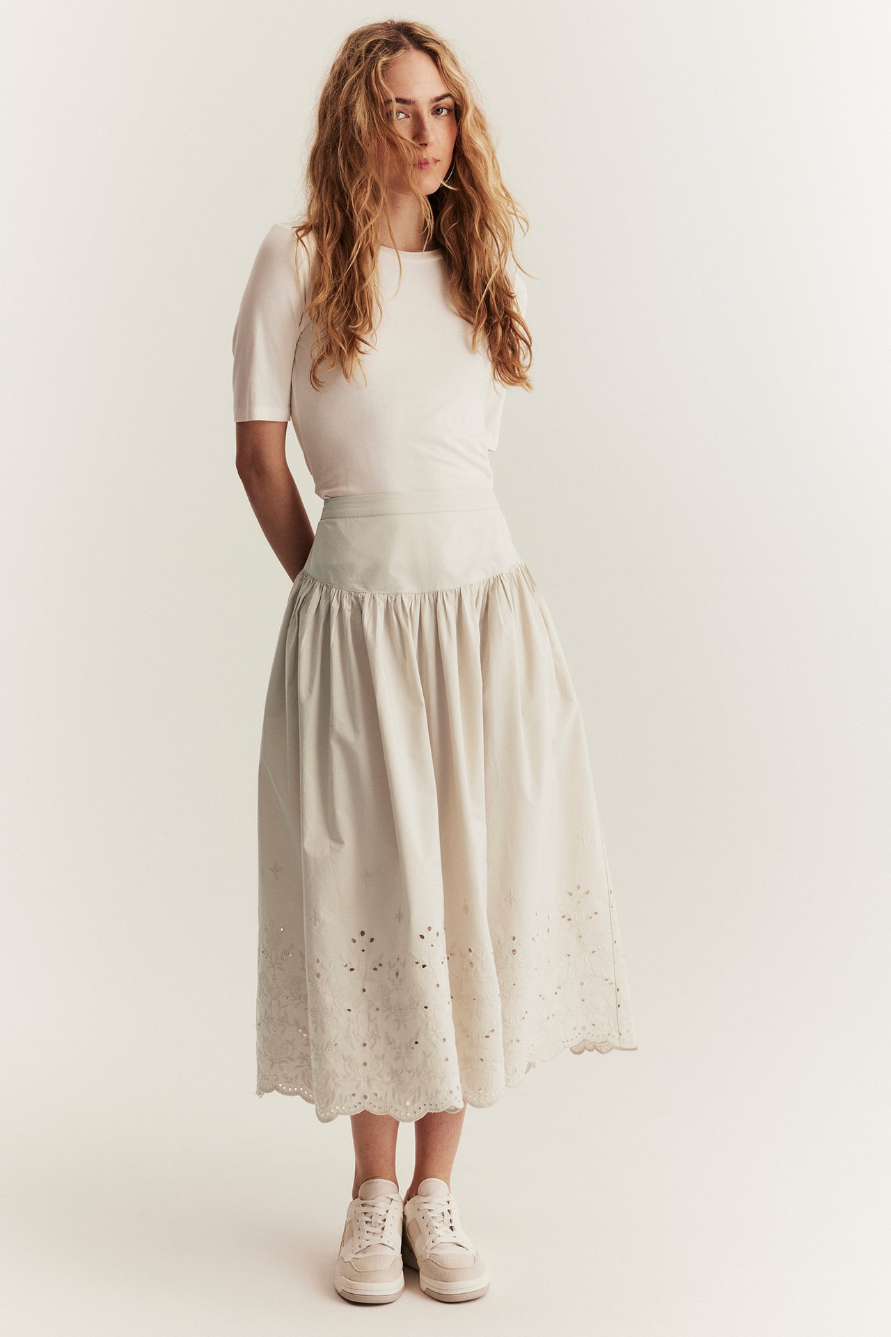 Skjørt med brodering Newbie Woman - Beige - 2