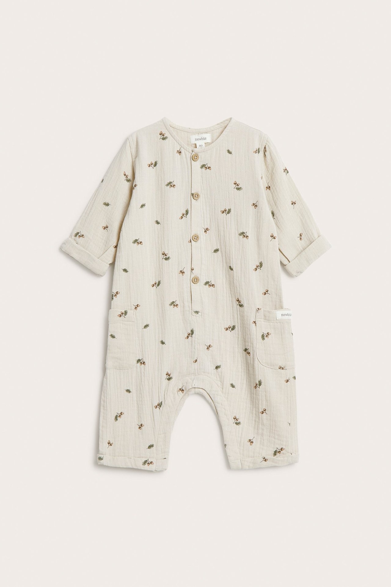 Playsuit i musselin med eikenøtter