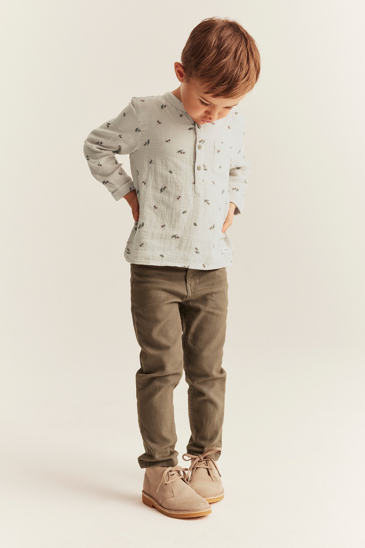 Långärmad skjorta i muslin - Beige - 2