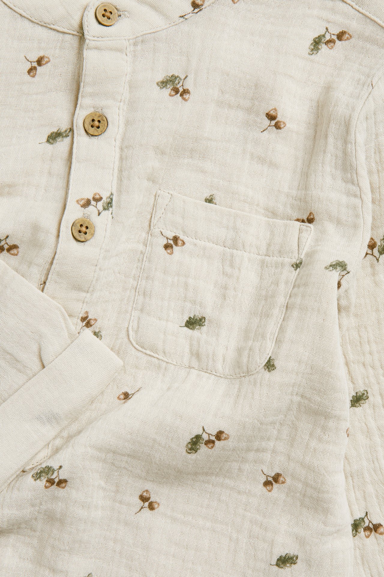 Långärmad skjorta i muslin - Beige - 4