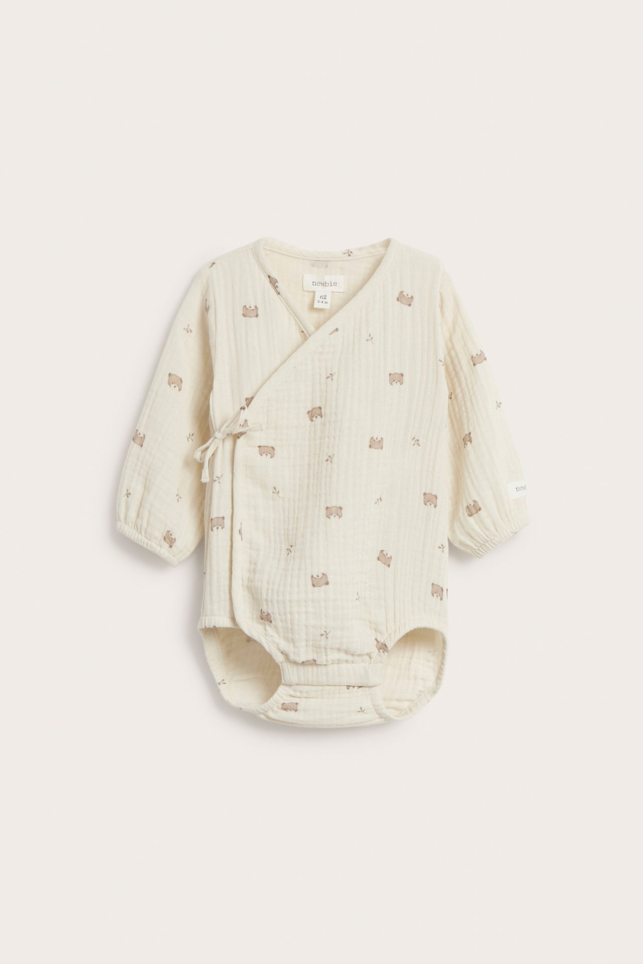 Omlottbody i muslin med nallar - Ljusbeige - 2