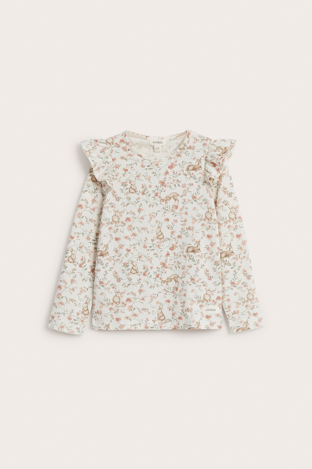 Blomstrete topp med volang - Offwhite - 2