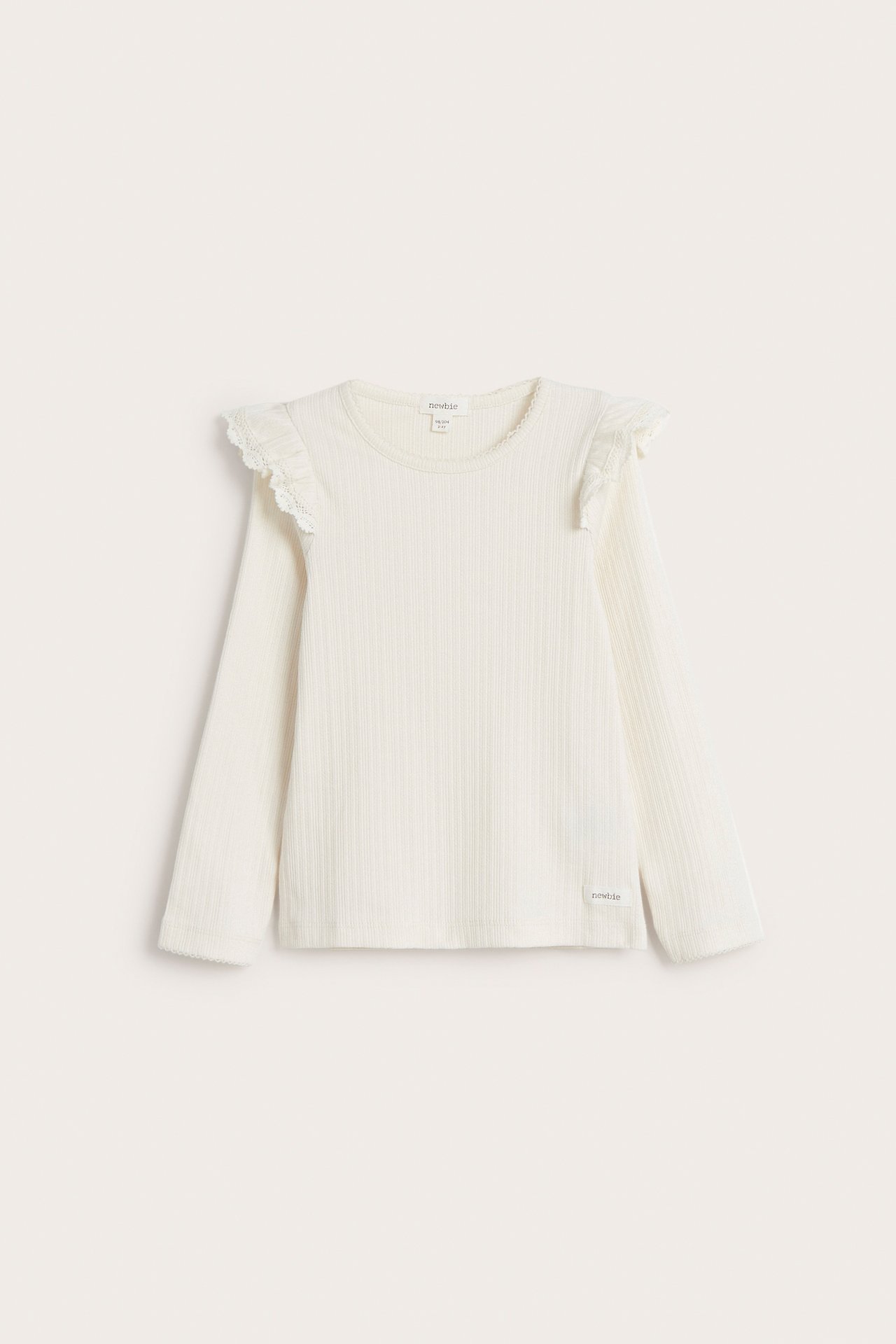 Ribbestrikket topp med volanger - Offwhite - 2