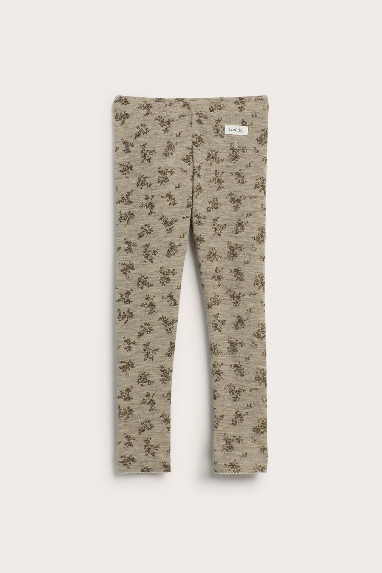 Legginsy w kwiaty, z wełny merino