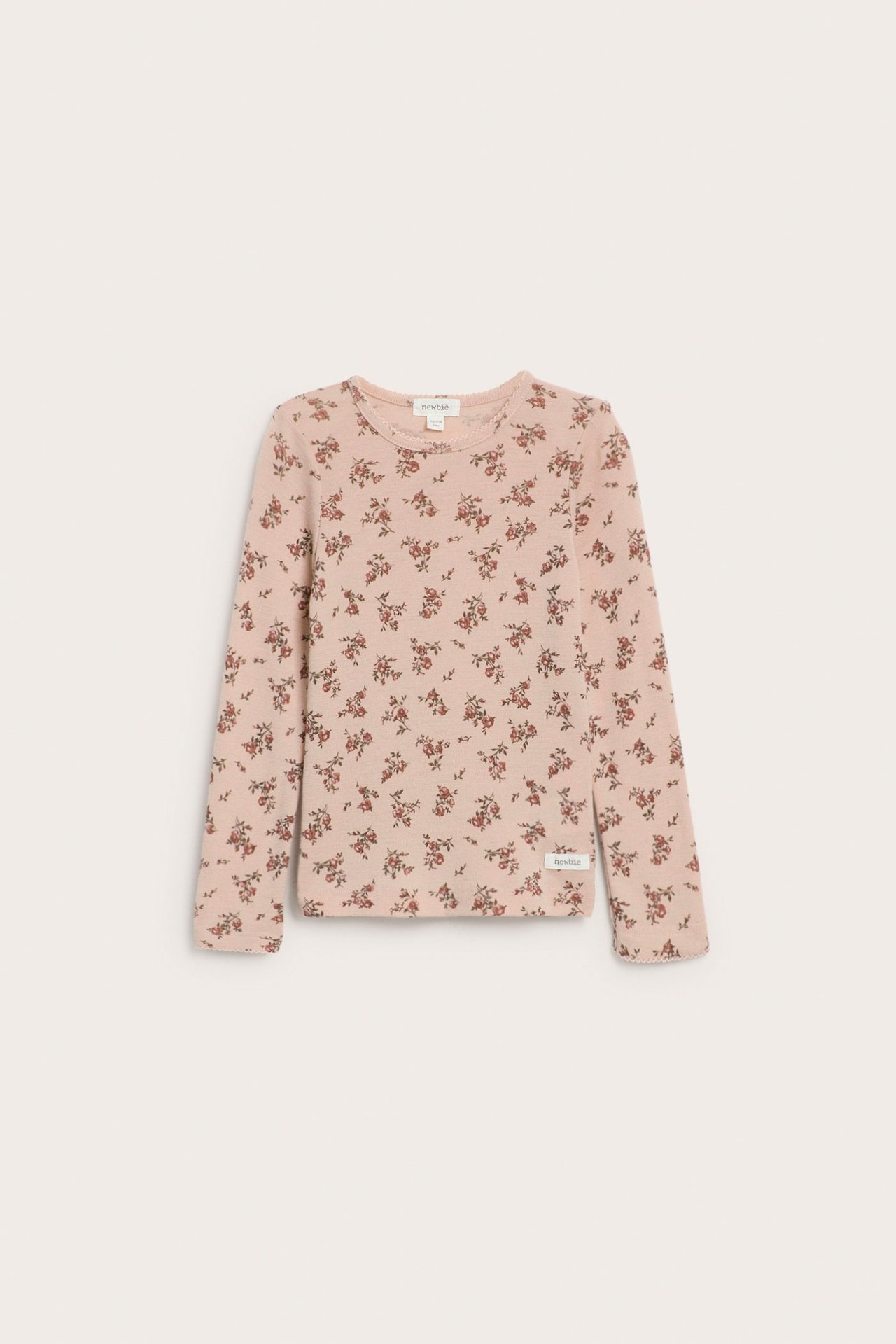 Blomstrete topp i merinoull - Rosa - 1