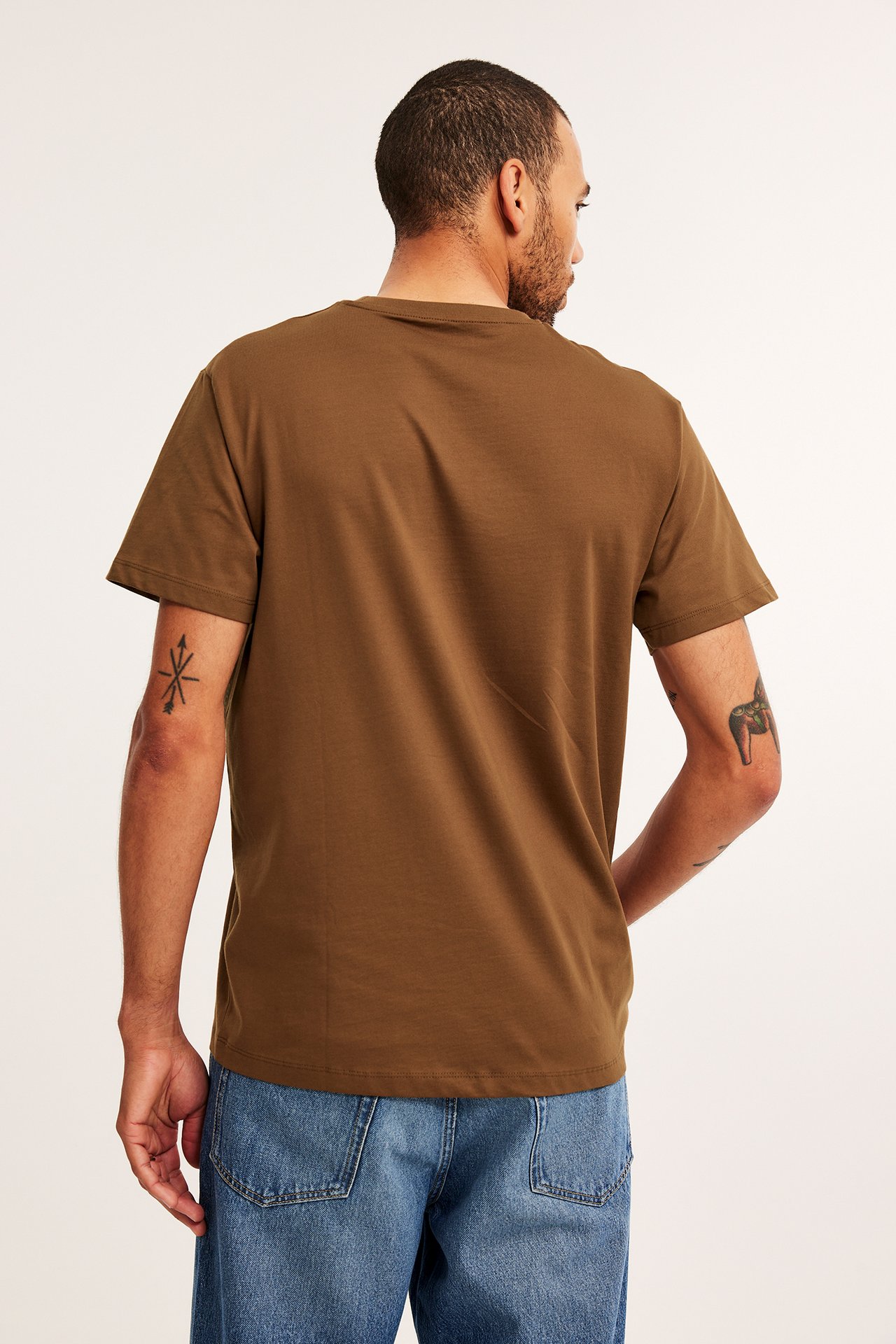 Rundhalsad t-shirt - Brun - 5