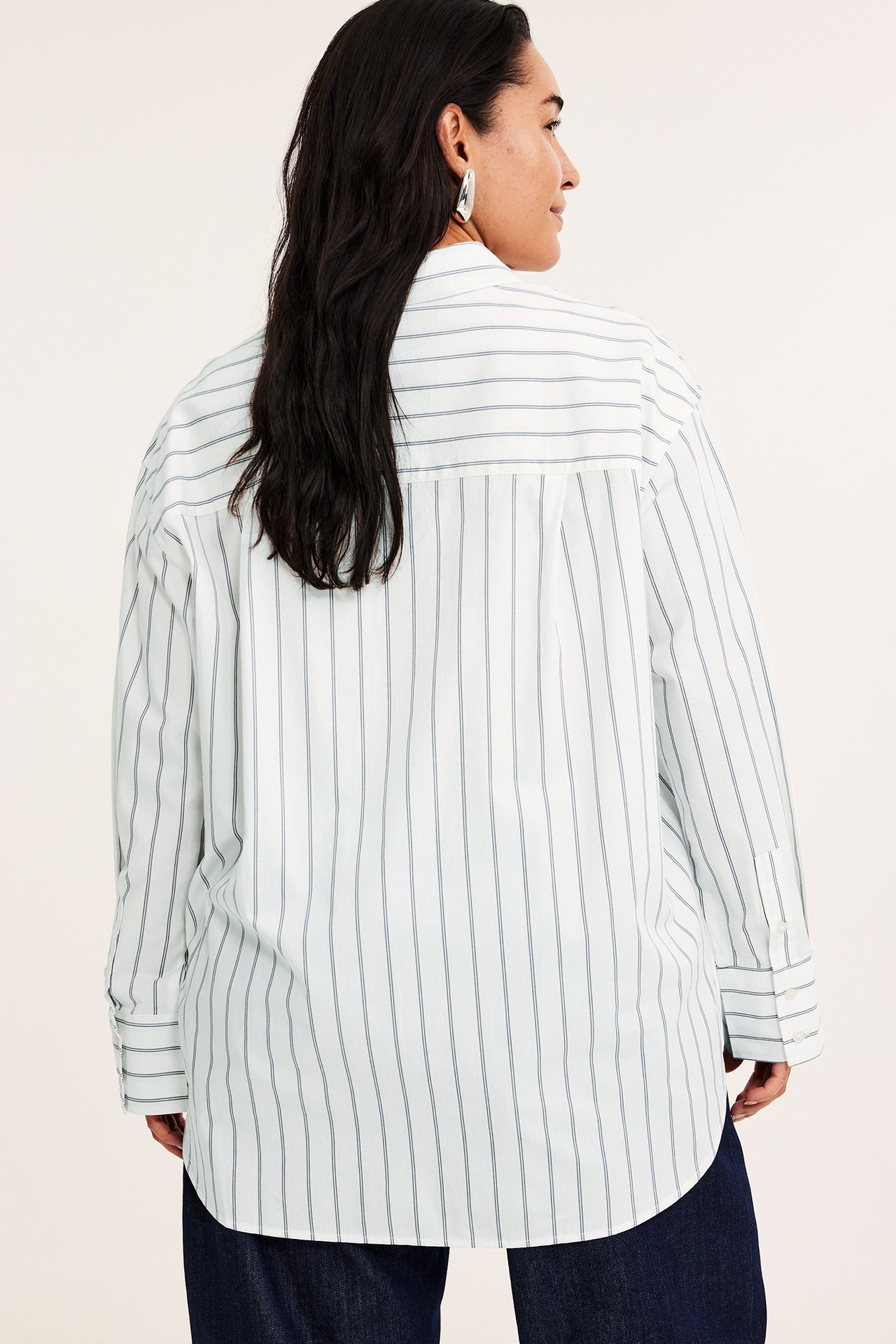 Koszula w paski, z popeliny - Offwhite - 5