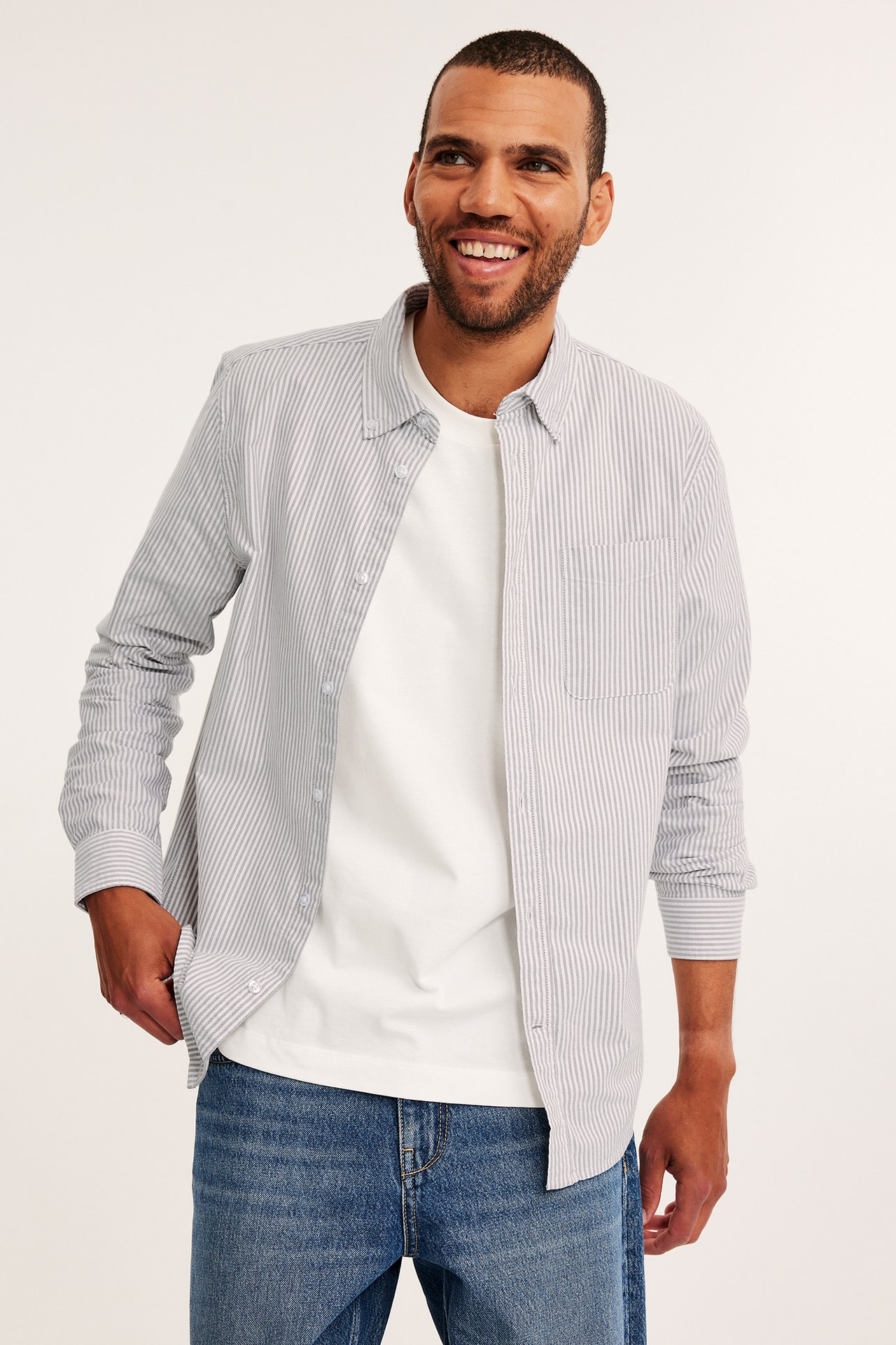 Randig oxfordskjorta regular fit - Brun - 4