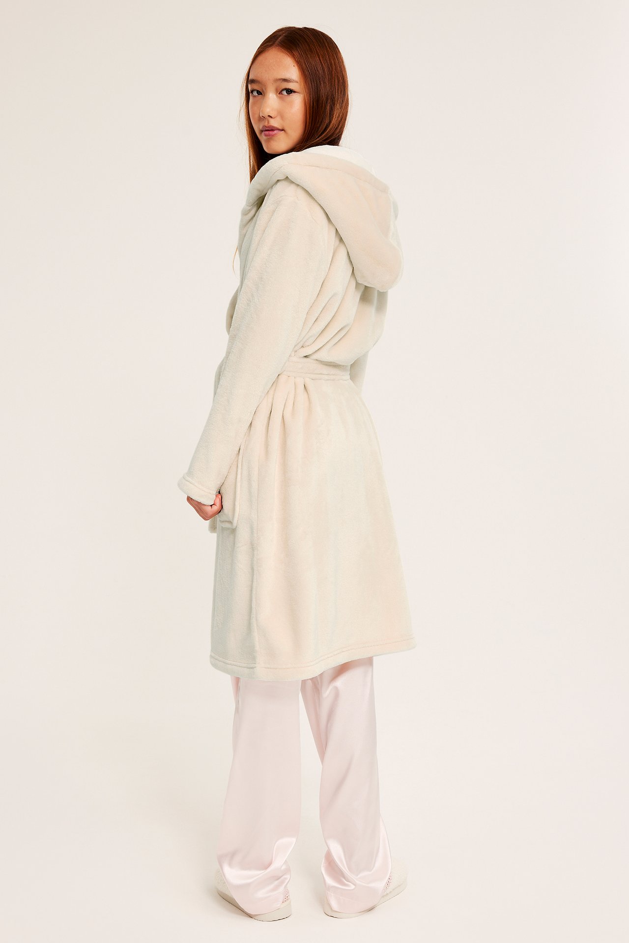 Morgenkåpe i fleece - Lys beige - 5