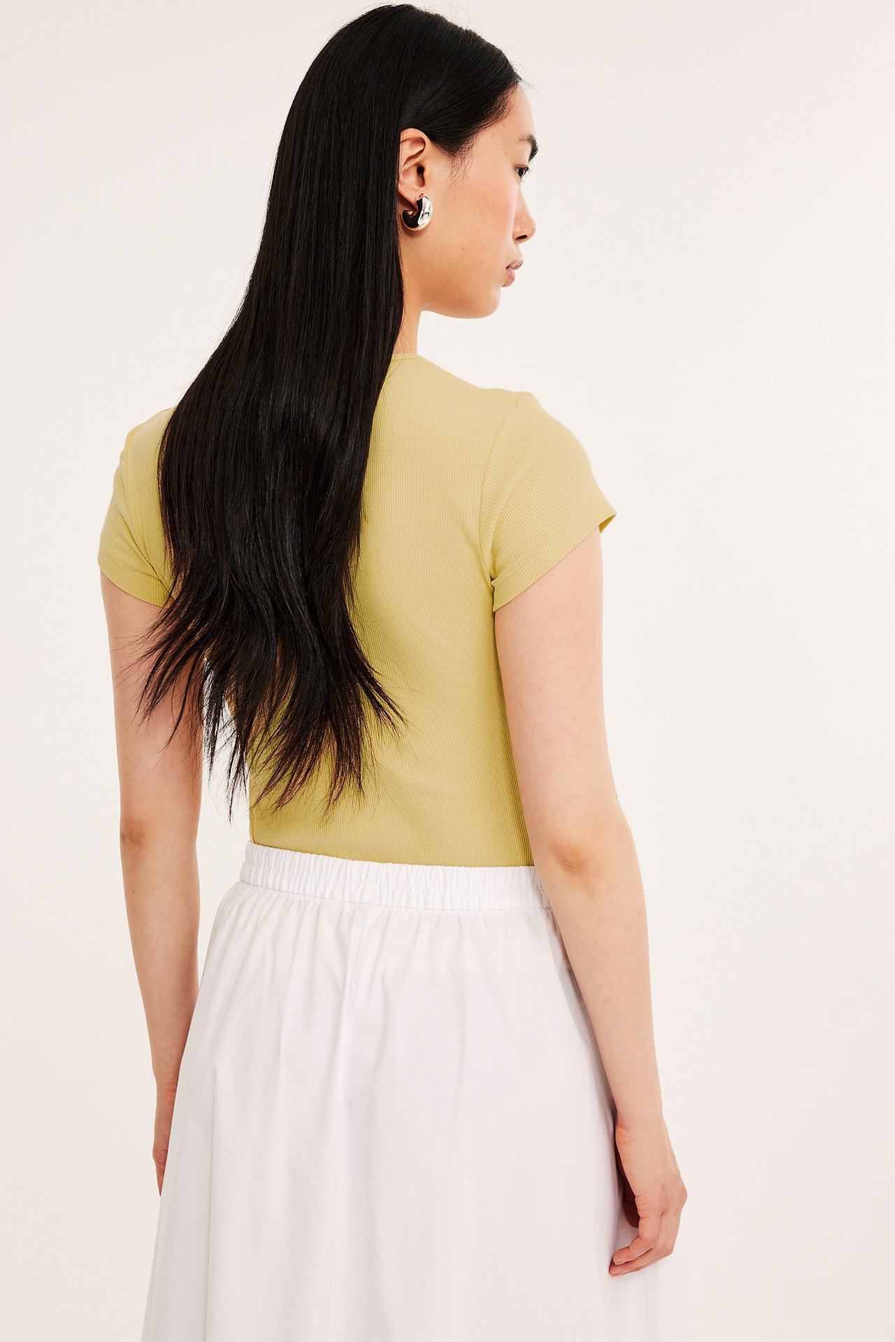 Ribbad t-shirt - Ljusgul - 5