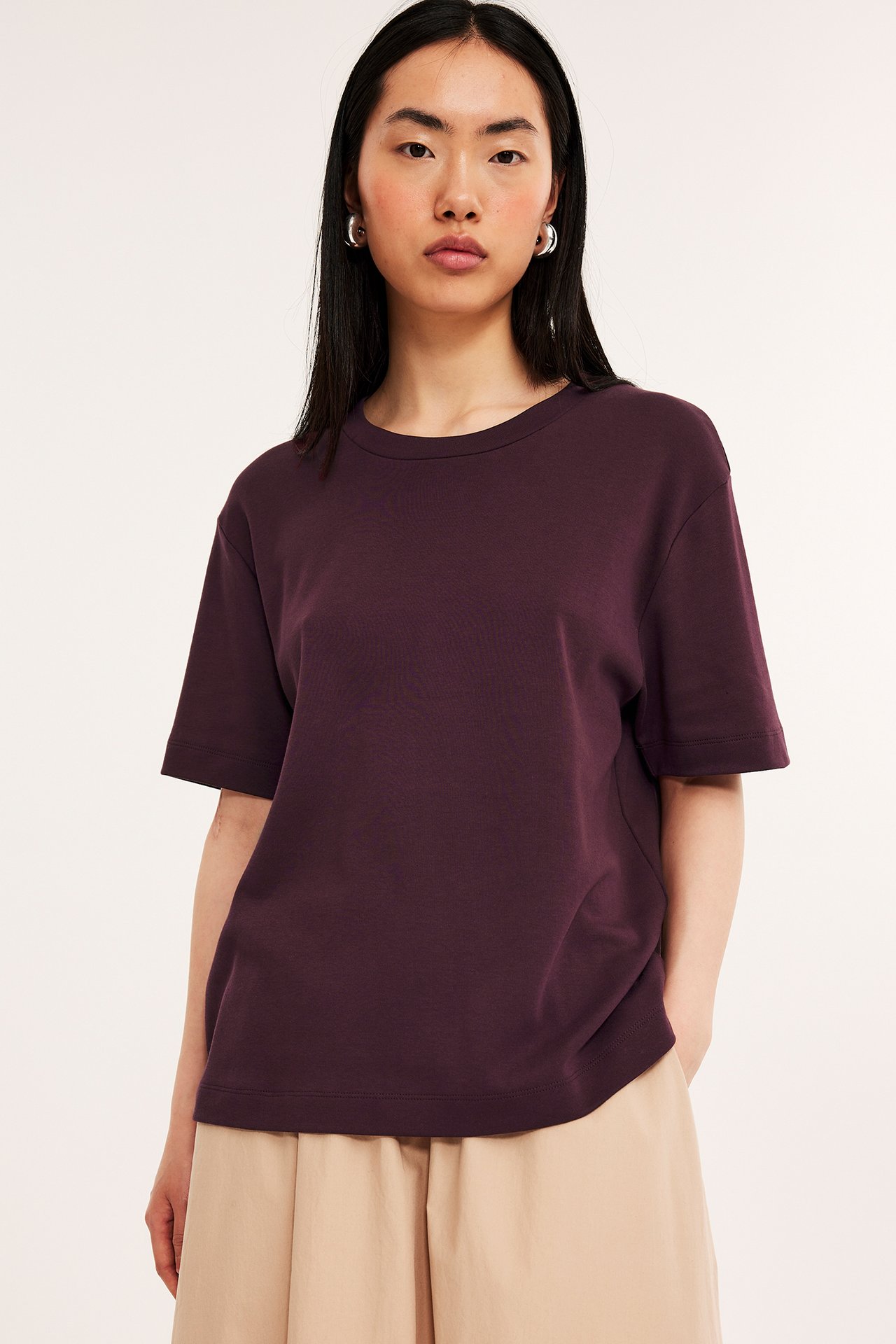 Oversized t-shirt - Mörkröd - 4