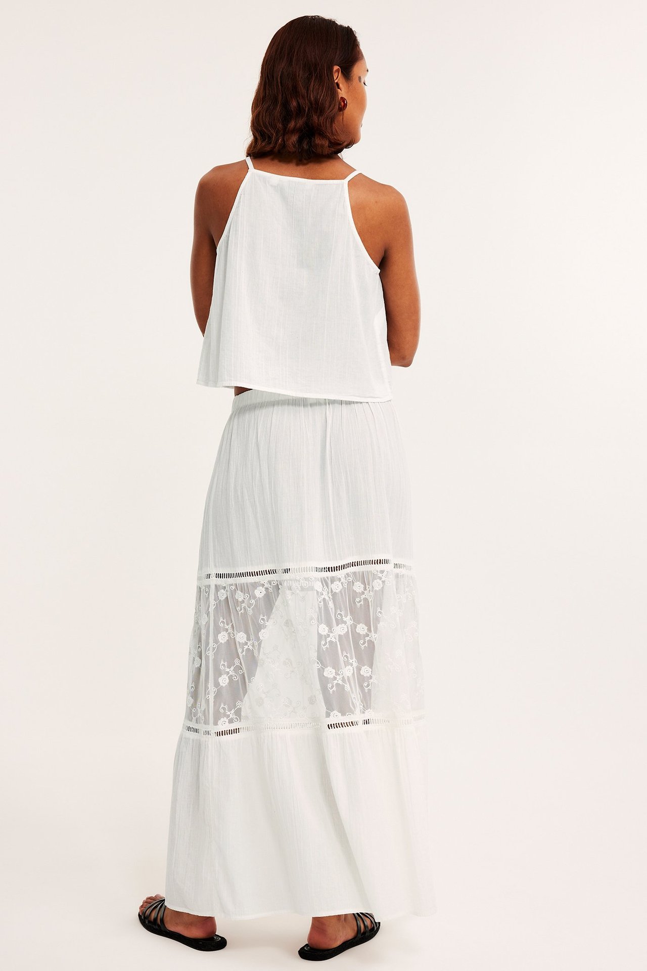 Spódnica maxi z haftami - Offwhite - 6
