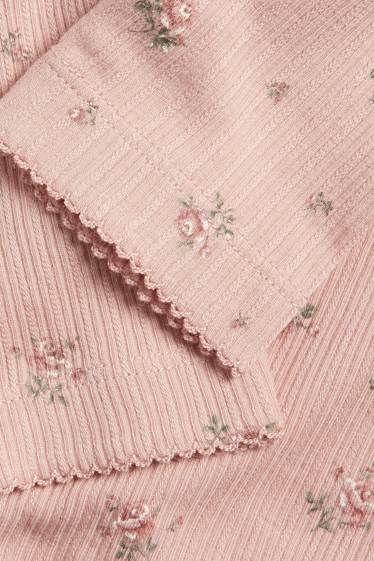 Blommiga ribbade leggings - Rosa - 1
