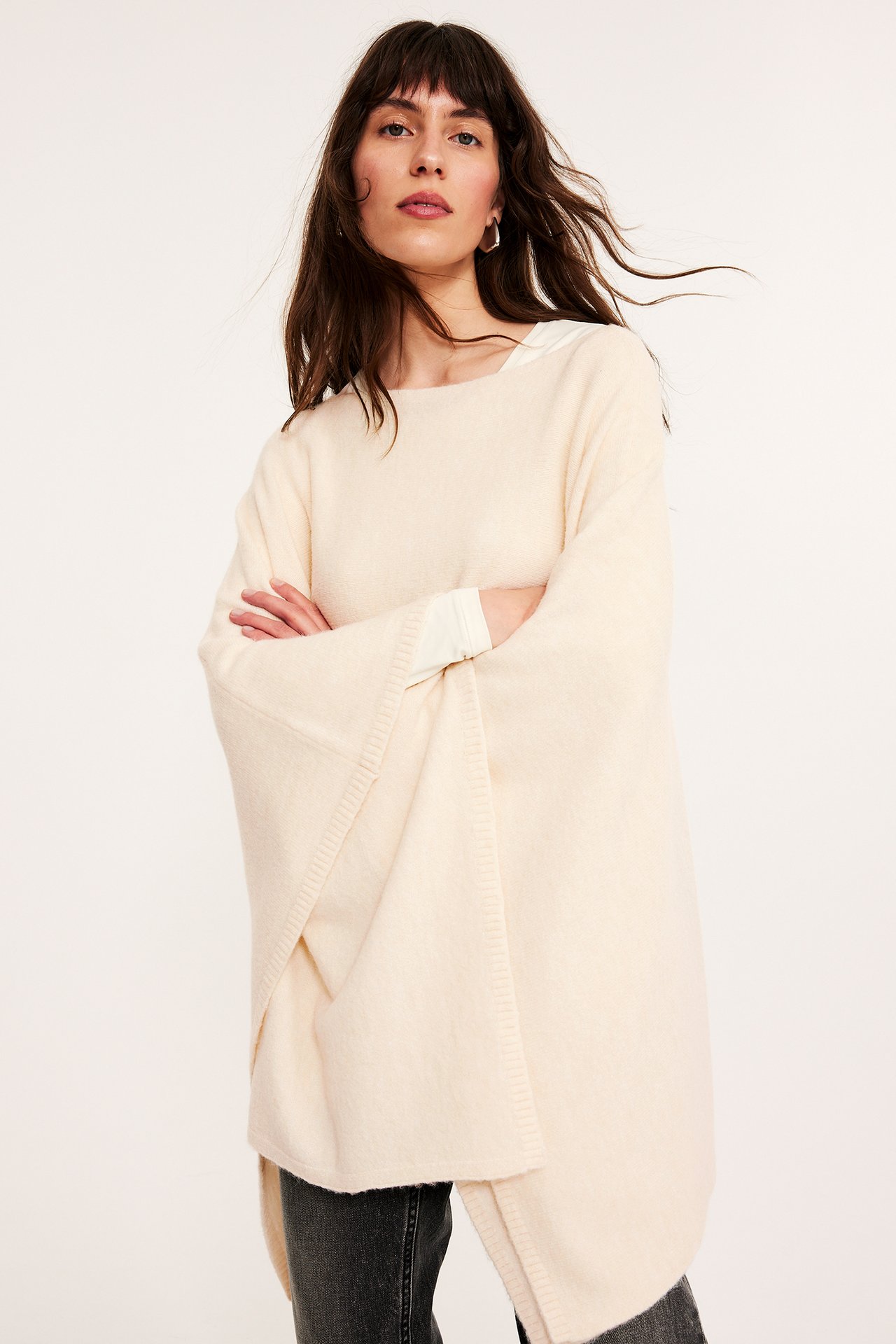Poncho - Luonnonvalkoinen - 1