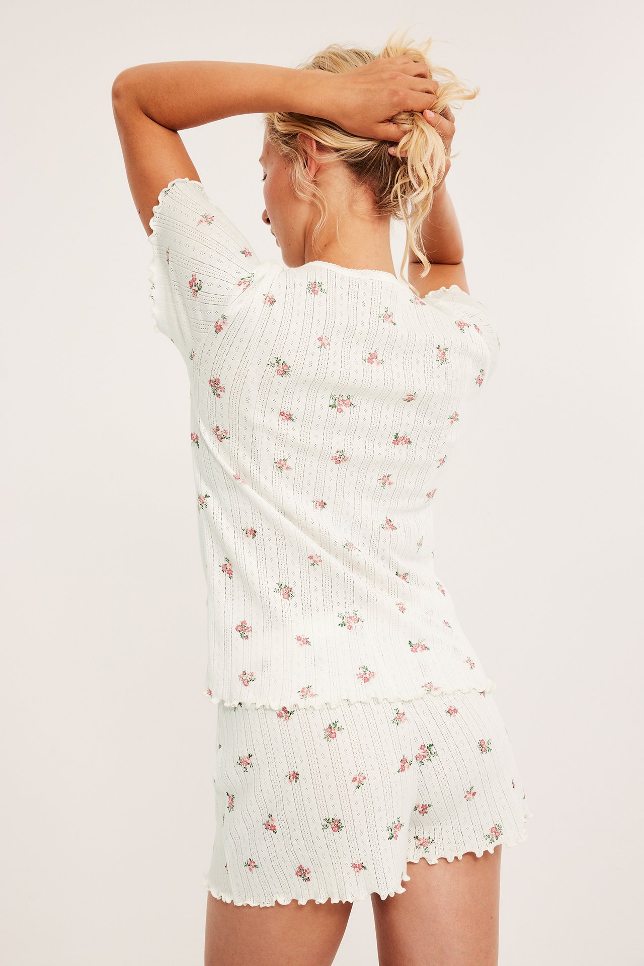 Pyjamas set med pointelle mönster - Rosa - 5