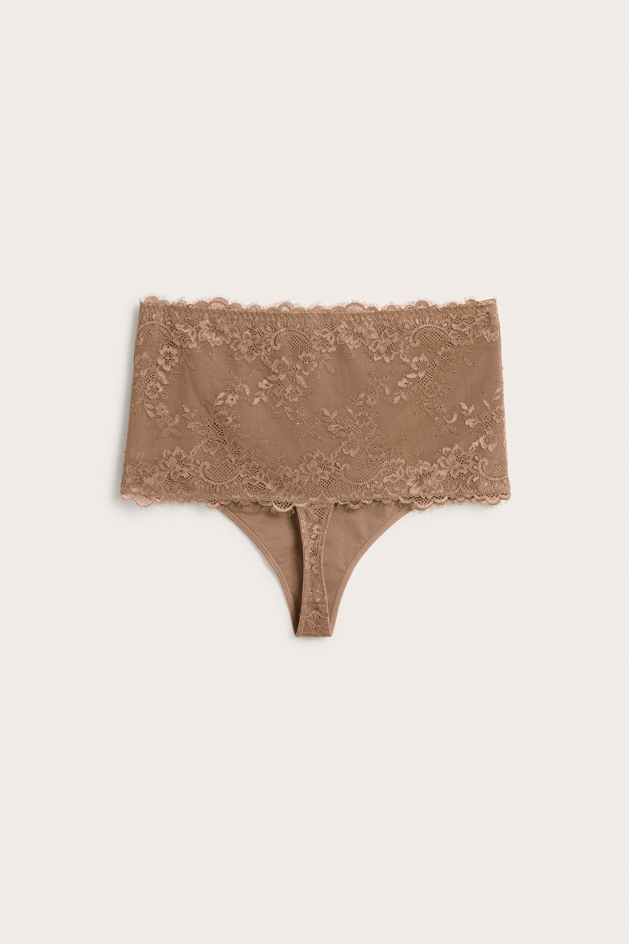 Stringtrosor i spets - Beige - 5