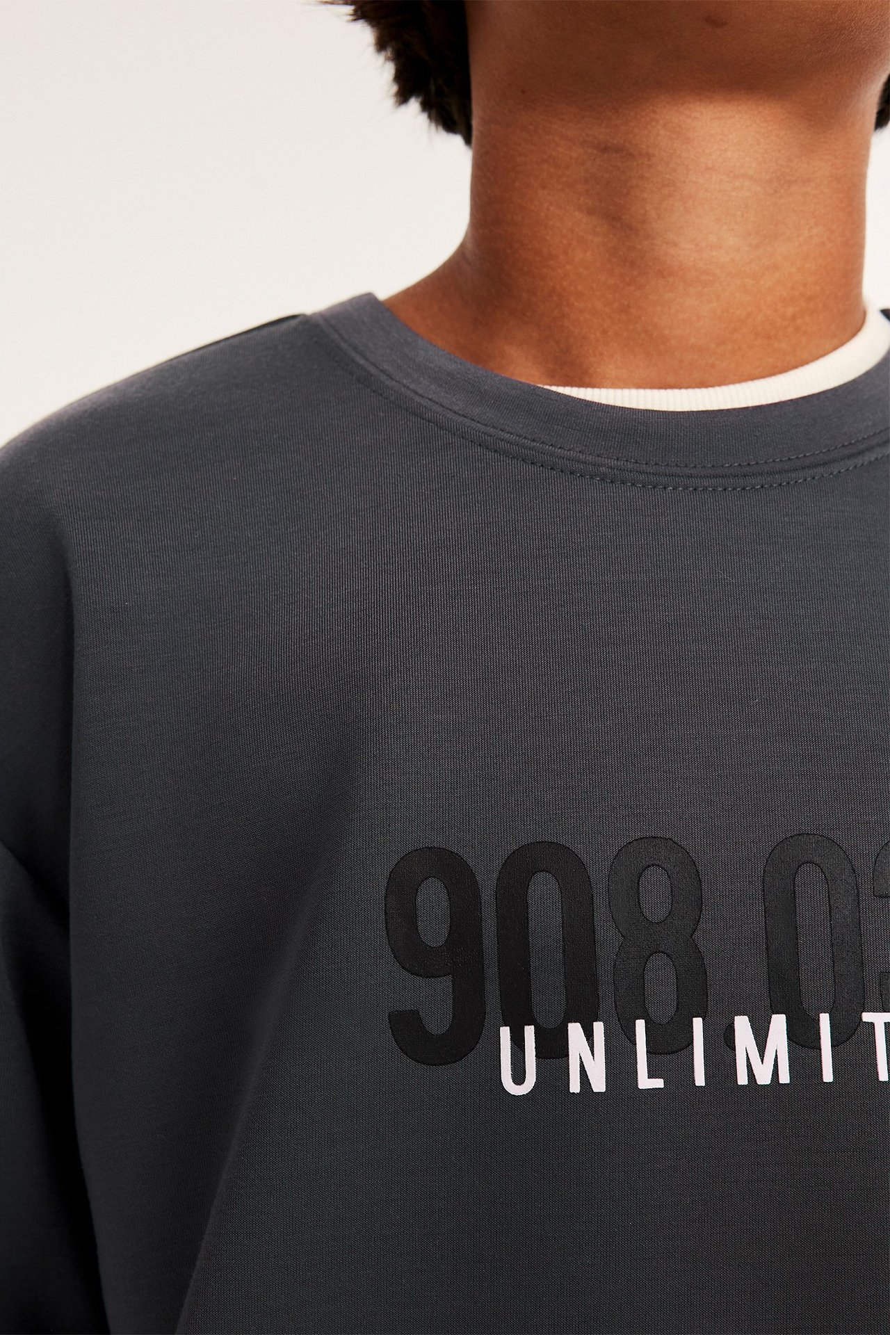 Sweatshirt med tryck - Grå - 4