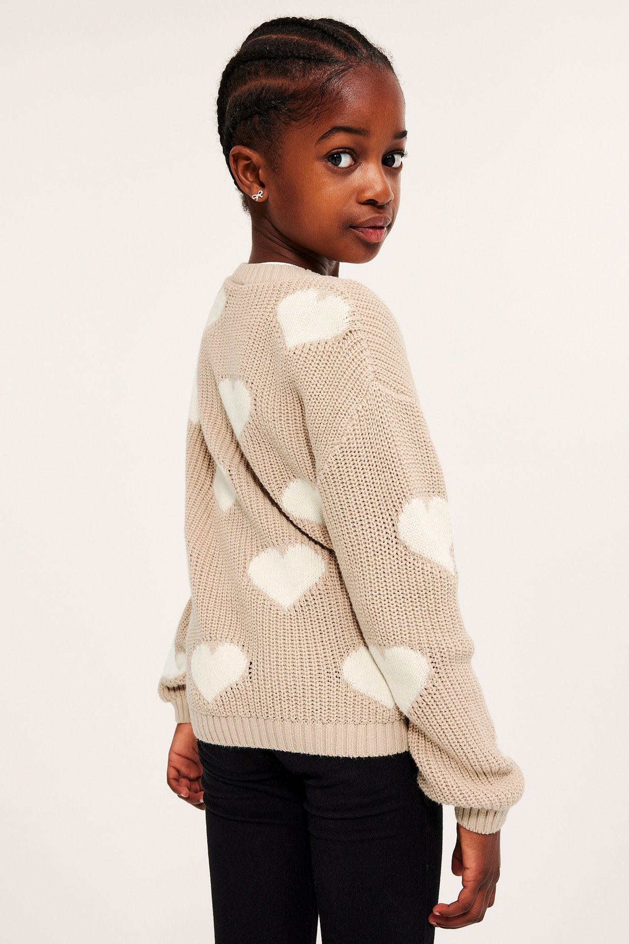 Sydänkuvioinen neulepusero - Beige - 5