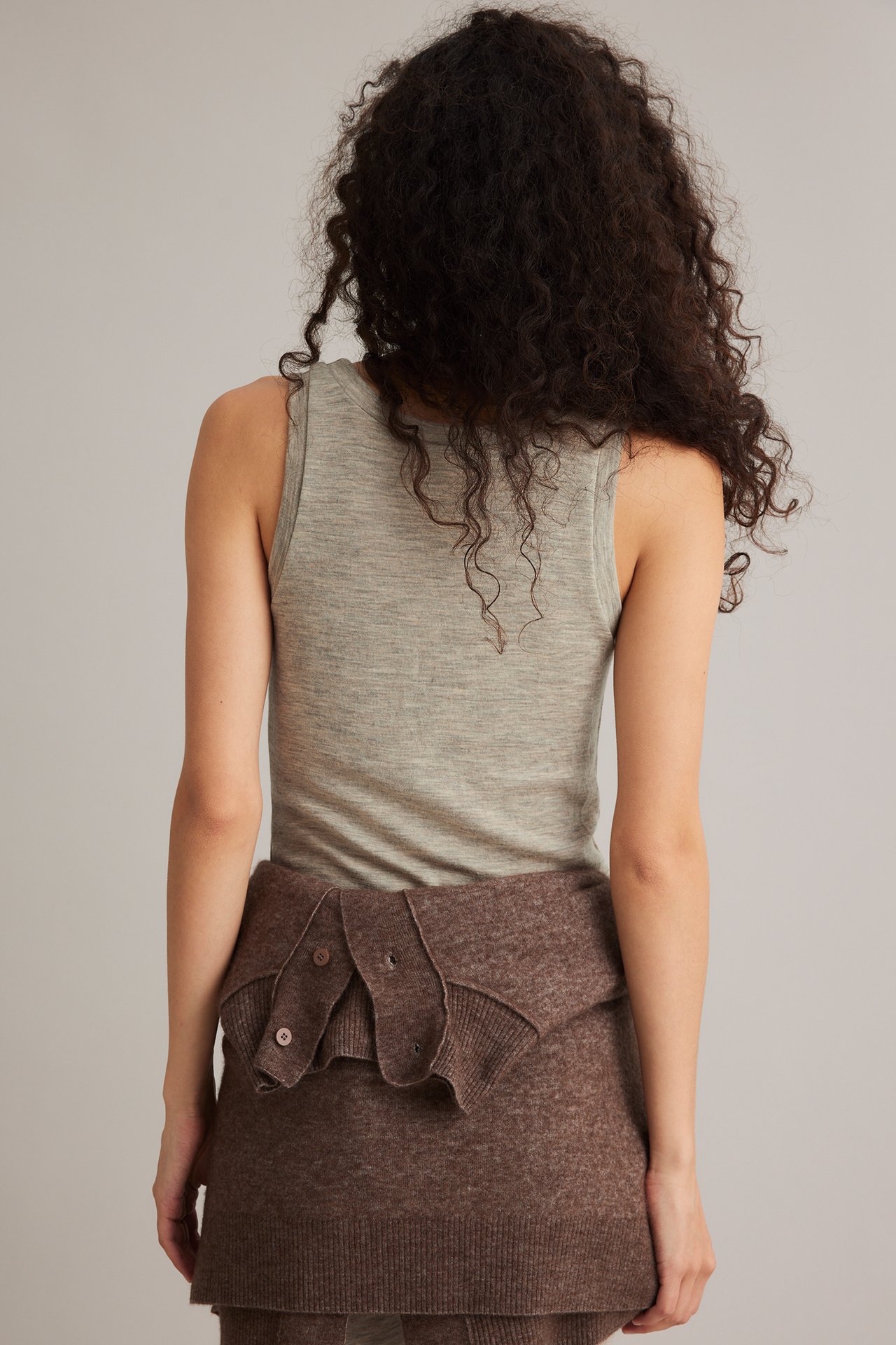 Linne i merinoull - Melerad beige - 5